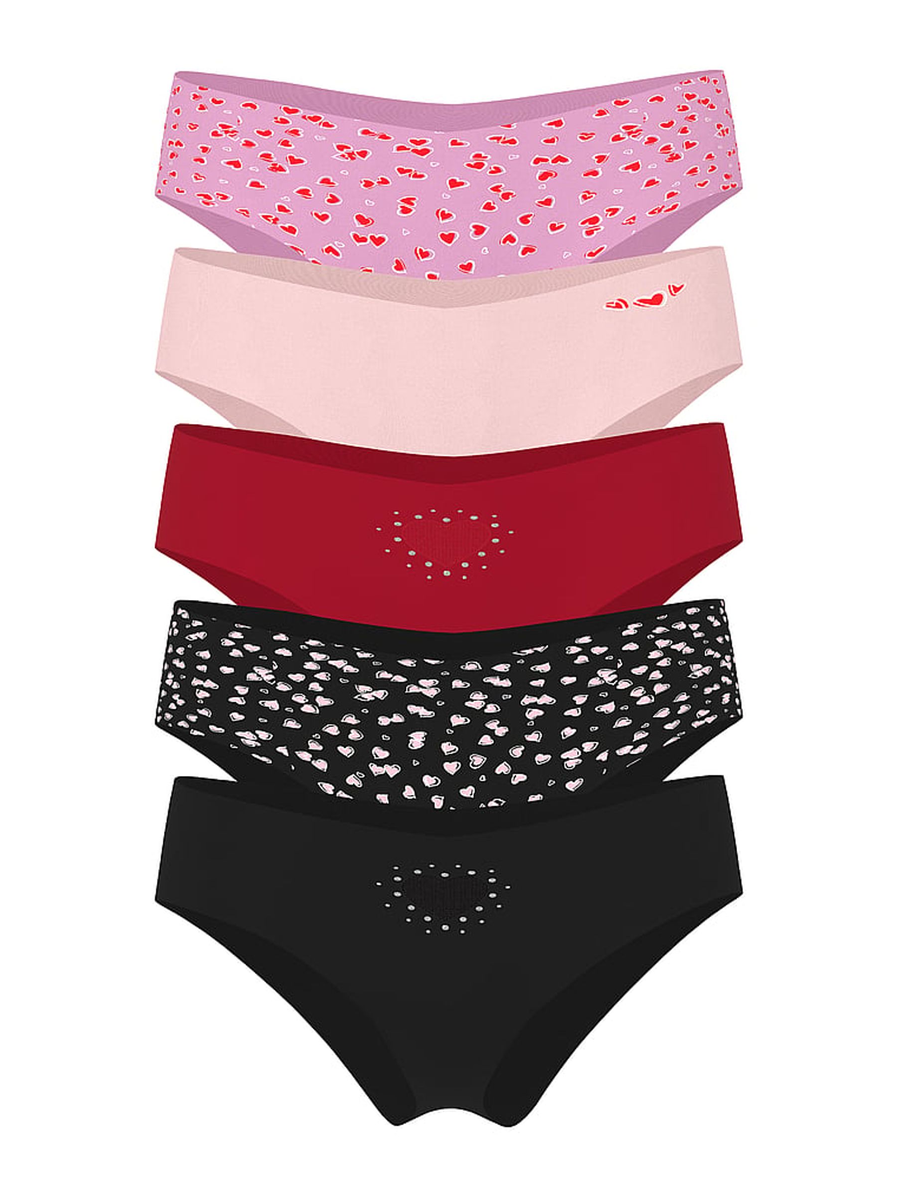 Pink/Red/Black/Heart Cheeky Knickers 5 Pack - Image 1 of 1