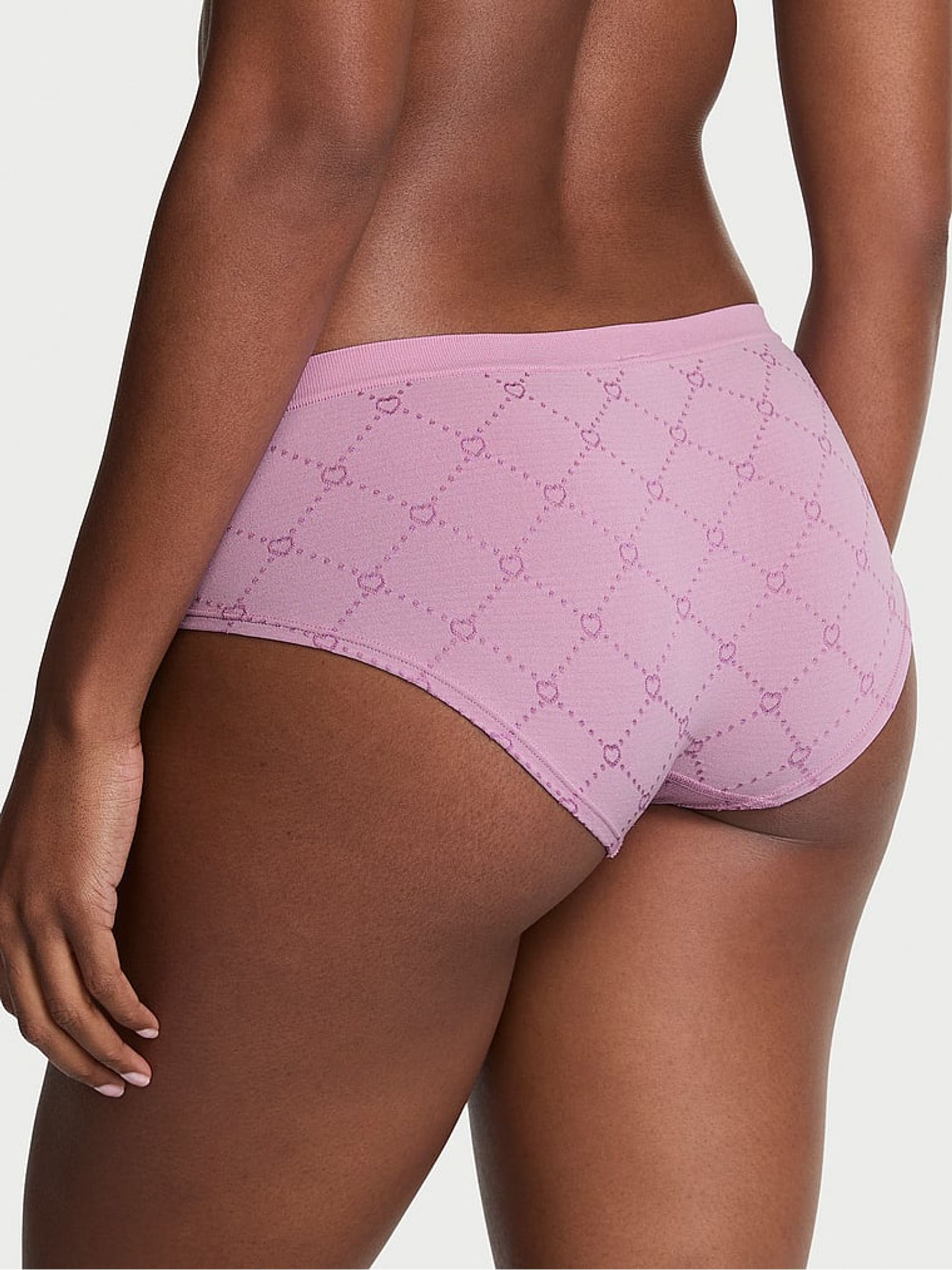 Bikini Purple Hipster Quilted Heart Knickers - Image 2 of 2 Bikini Purple Hipster Quilted Heart Knickers - Image 2 of 2