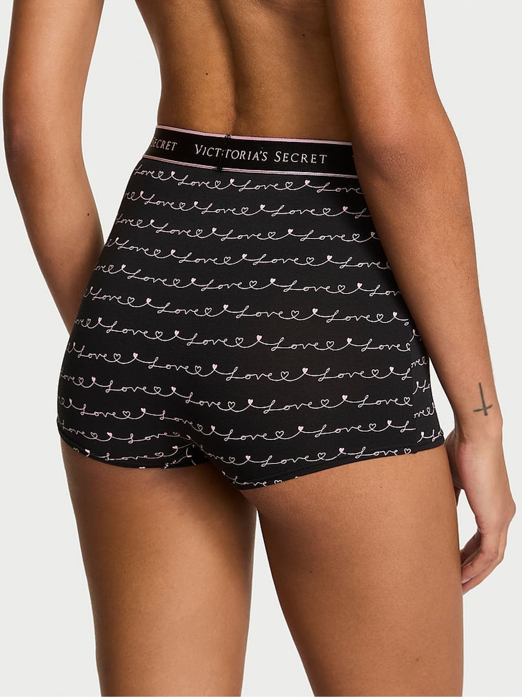 Black Love Script Short Logo Knickers - Image 2 of 2 Black Love Script Short Logo Knickers - Image 2 of 2