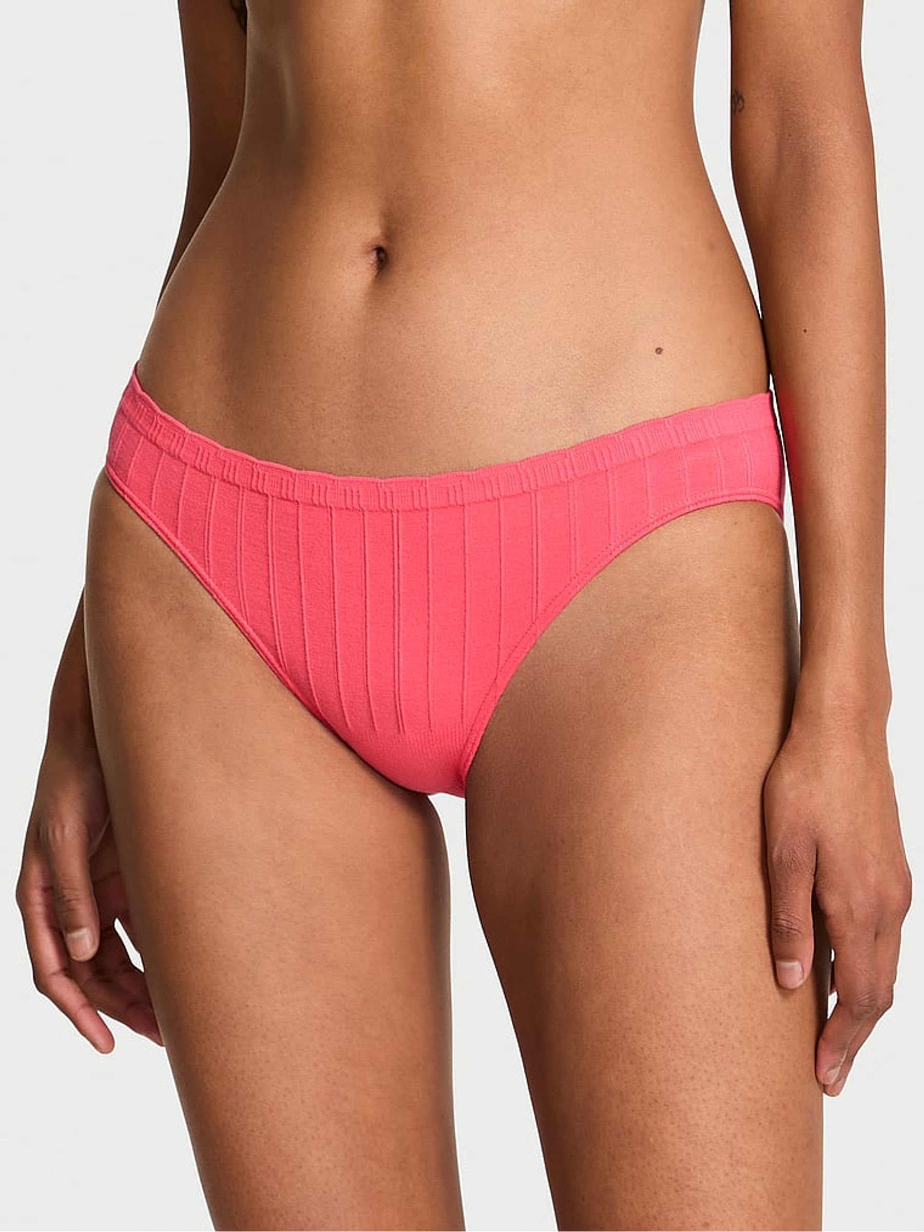 Poppy Pink Bikini Cotton Rib Knickers - Image 1 of 2