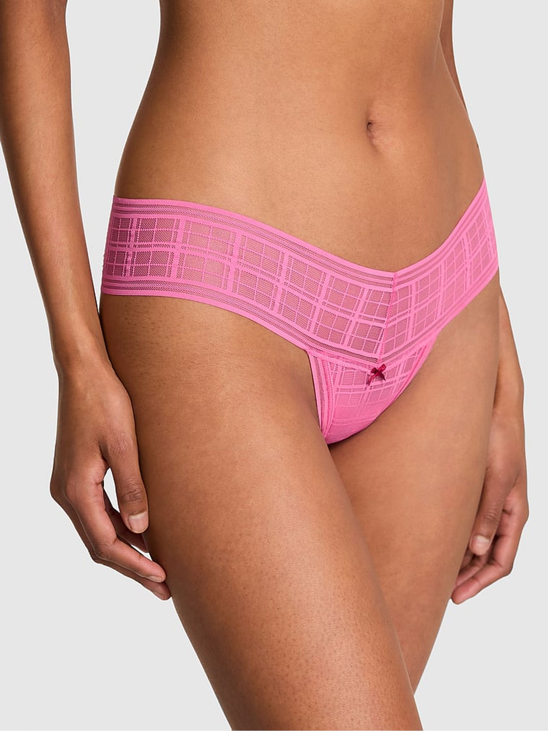Rose Garden Pink Thong Tartan Knickers - Image 1 of 2 Rose Garden Pink Thong Tartan Knickers - Image 1 of 2