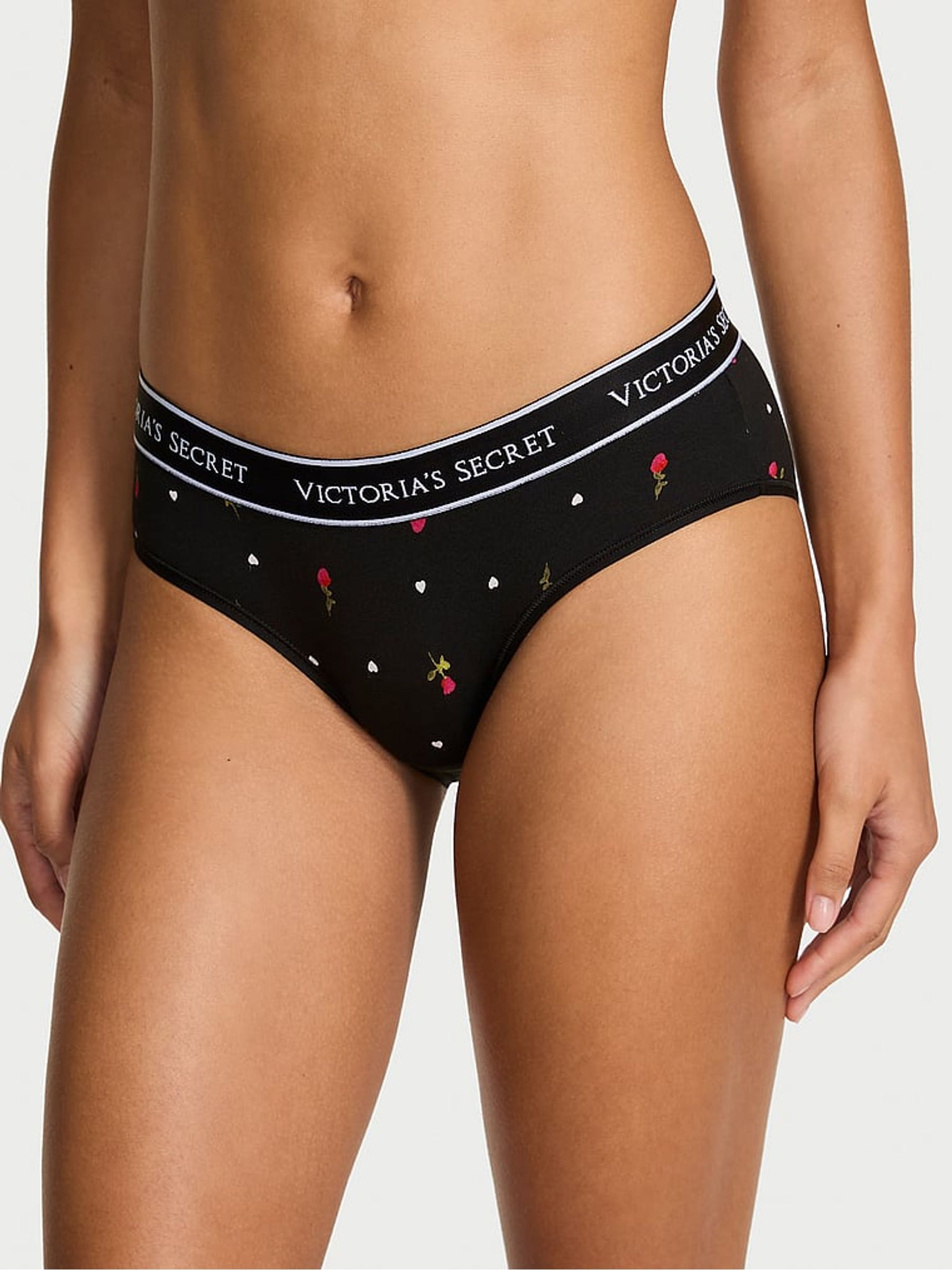 Black Ditsy Rose Hipster Logo Knickers - Image 1 of 2