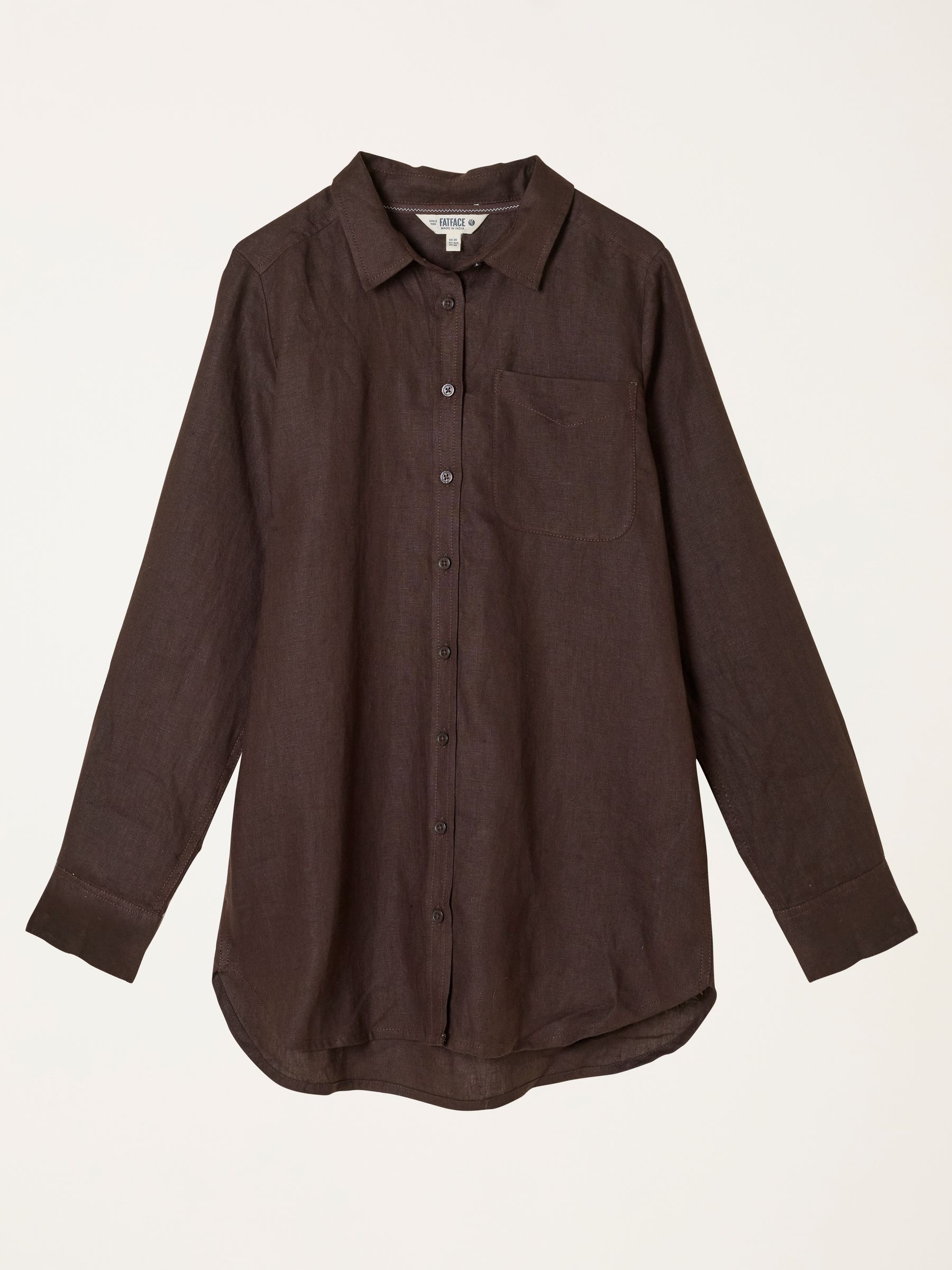 Olivia Chocolate Brown Regular Linen Shirt - Image 6 of 6
