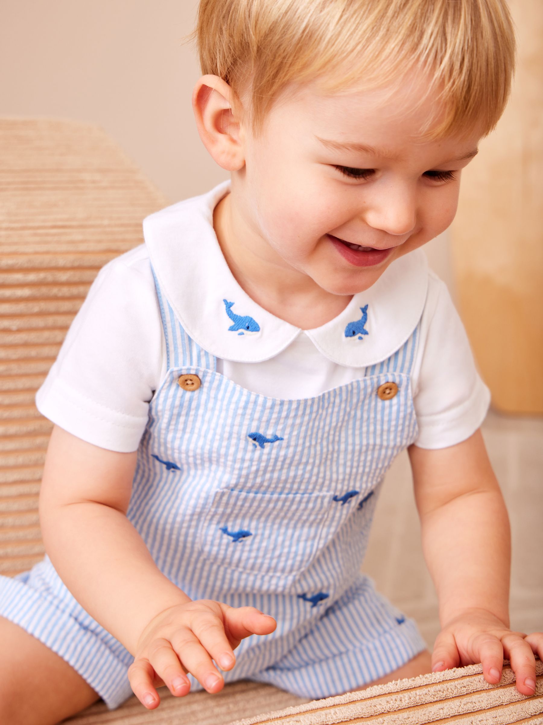 Blue Whale Stripe Dungaree & Body Set - Image 1 of 1