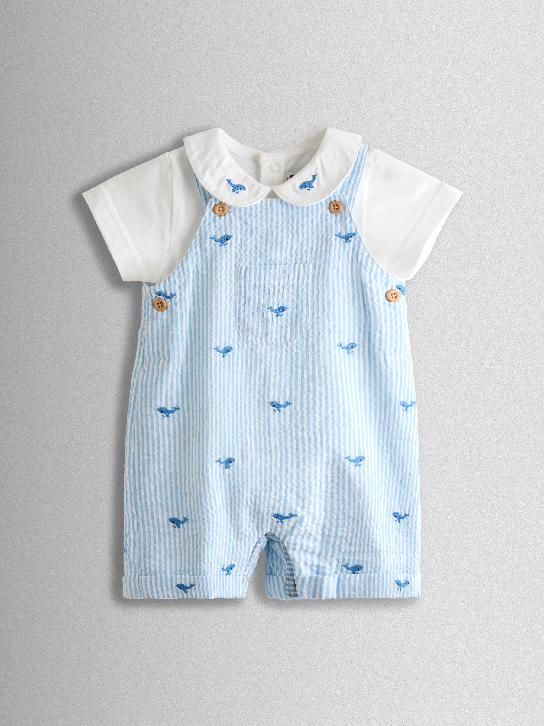 Blue Whale Stripe Dungaree & Body Set - Image 2 of 9