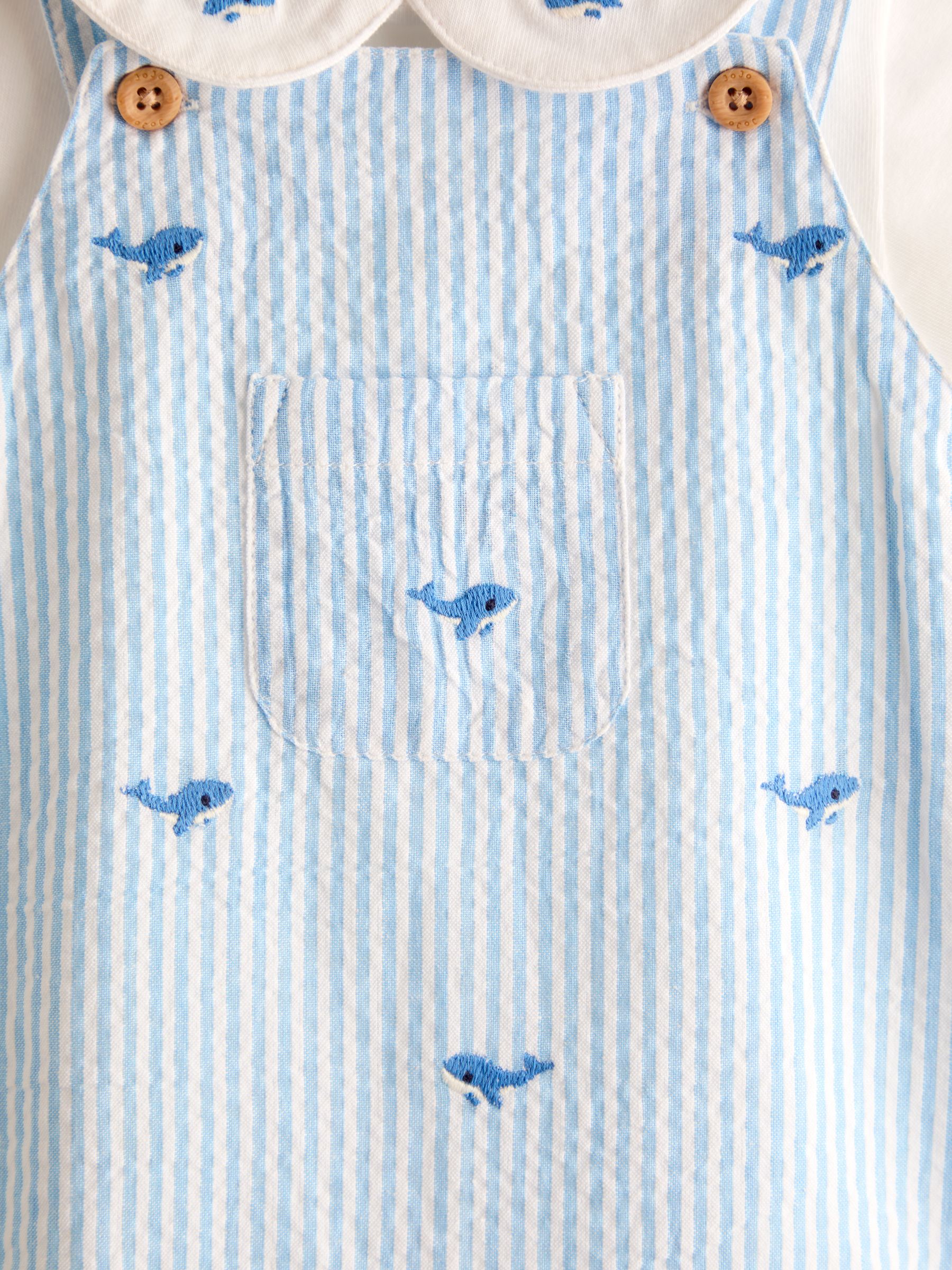 Blue Whale Stripe Dungaree & Body Set - Image 7 of 9