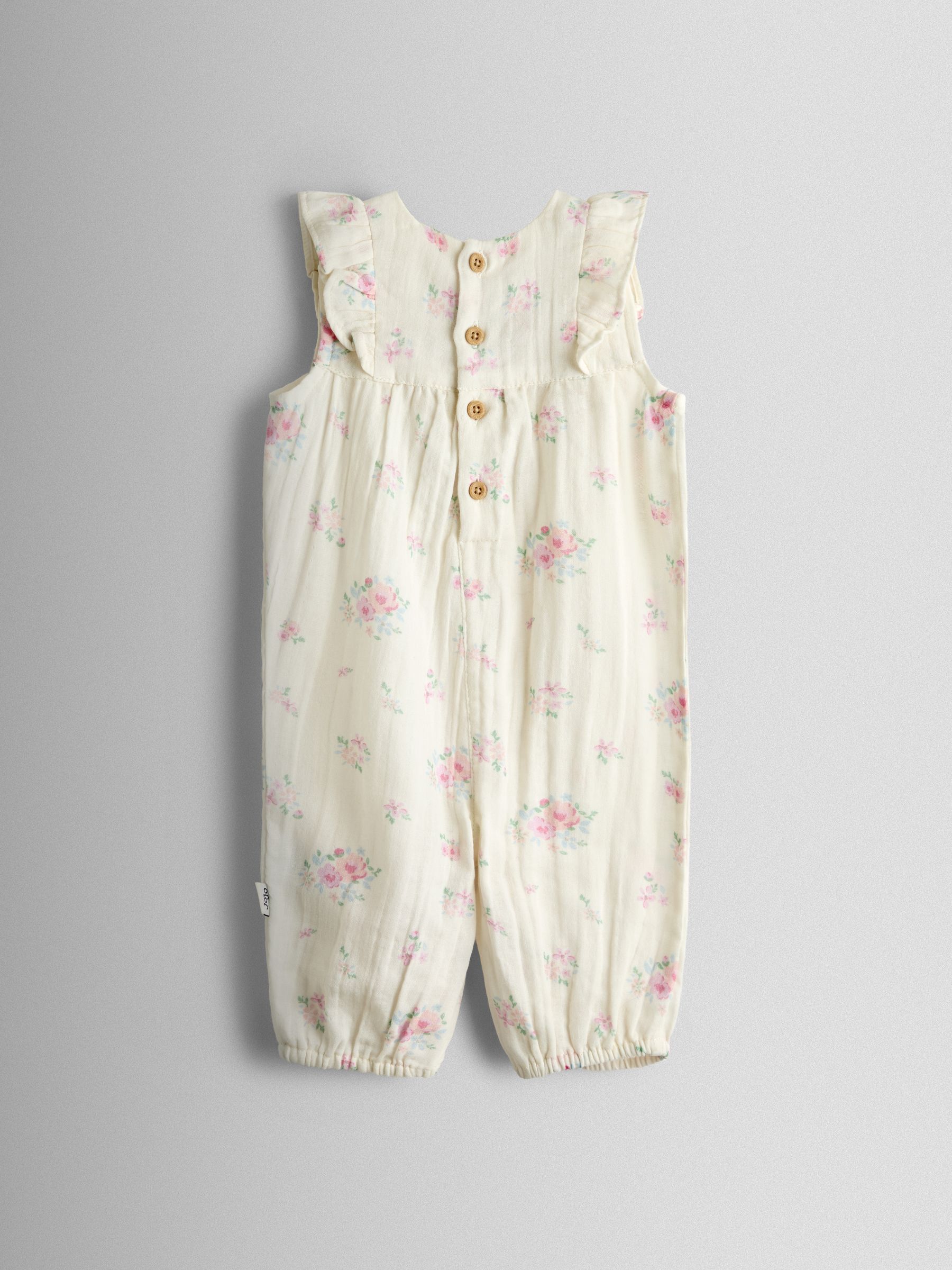 Cream Floral Frill Romper & Hat Set - Image 4 of 8