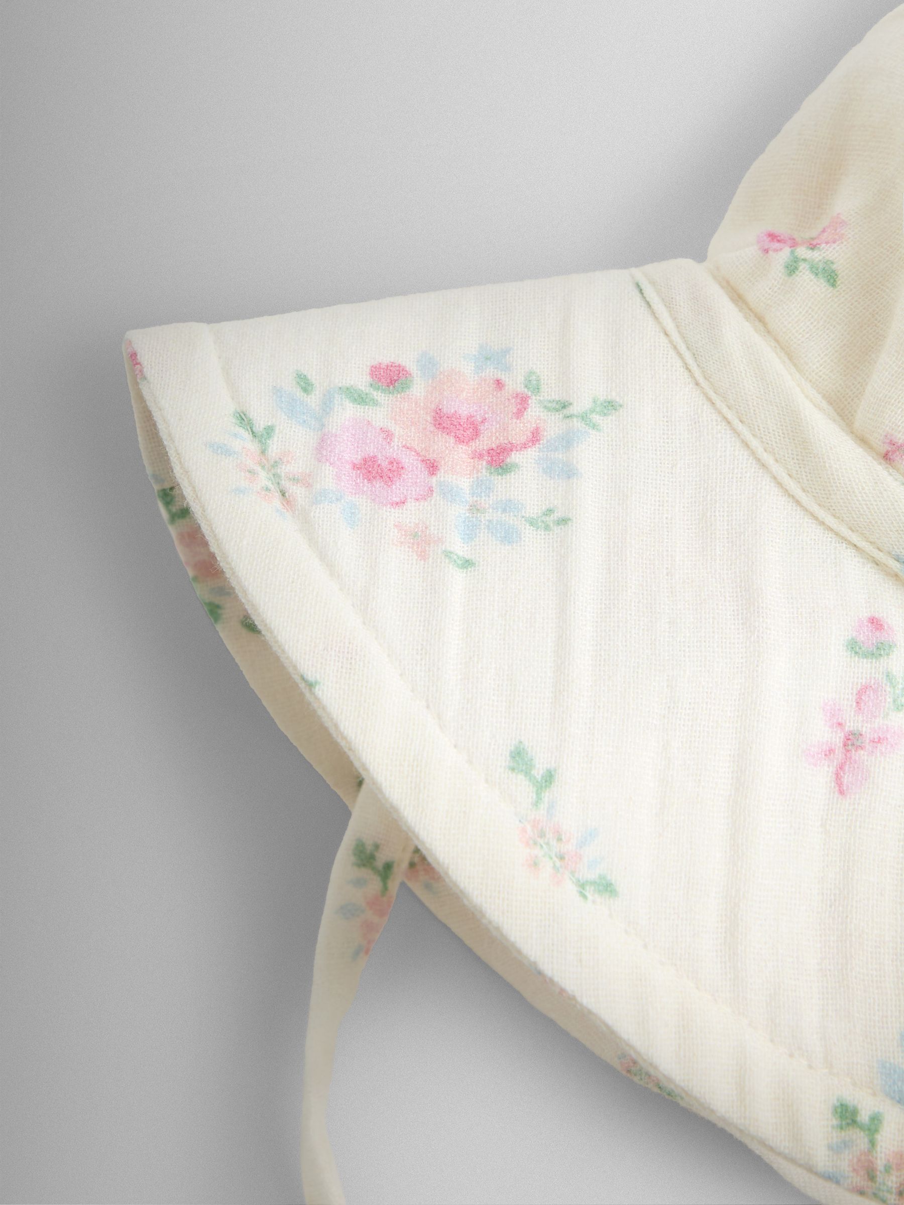 Cream Floral Frill Romper & Hat Set - Image 8 of 8