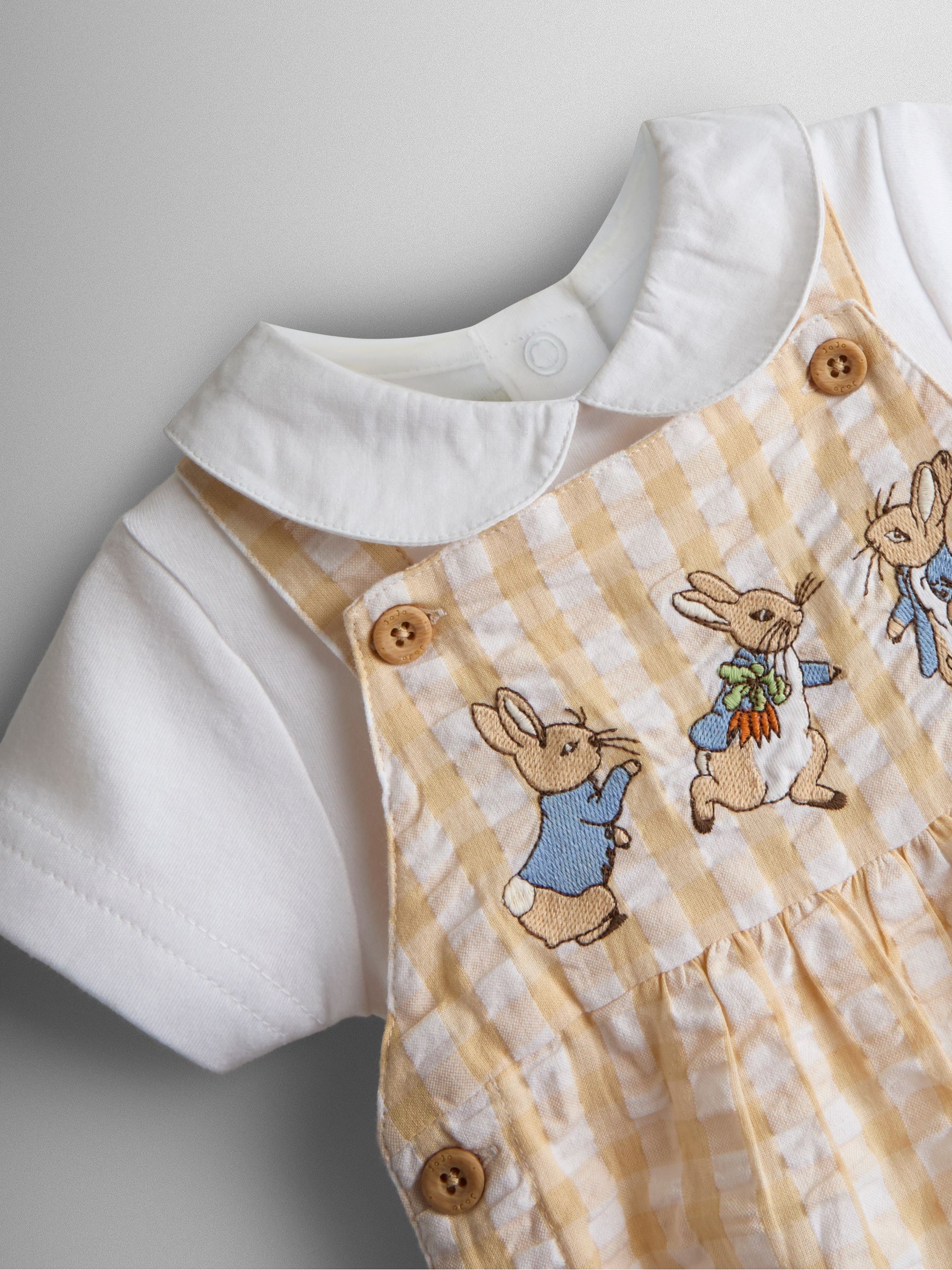 Natural Peter Rabbit™ Checked Dungaree & Body Set - Image 7 of 8