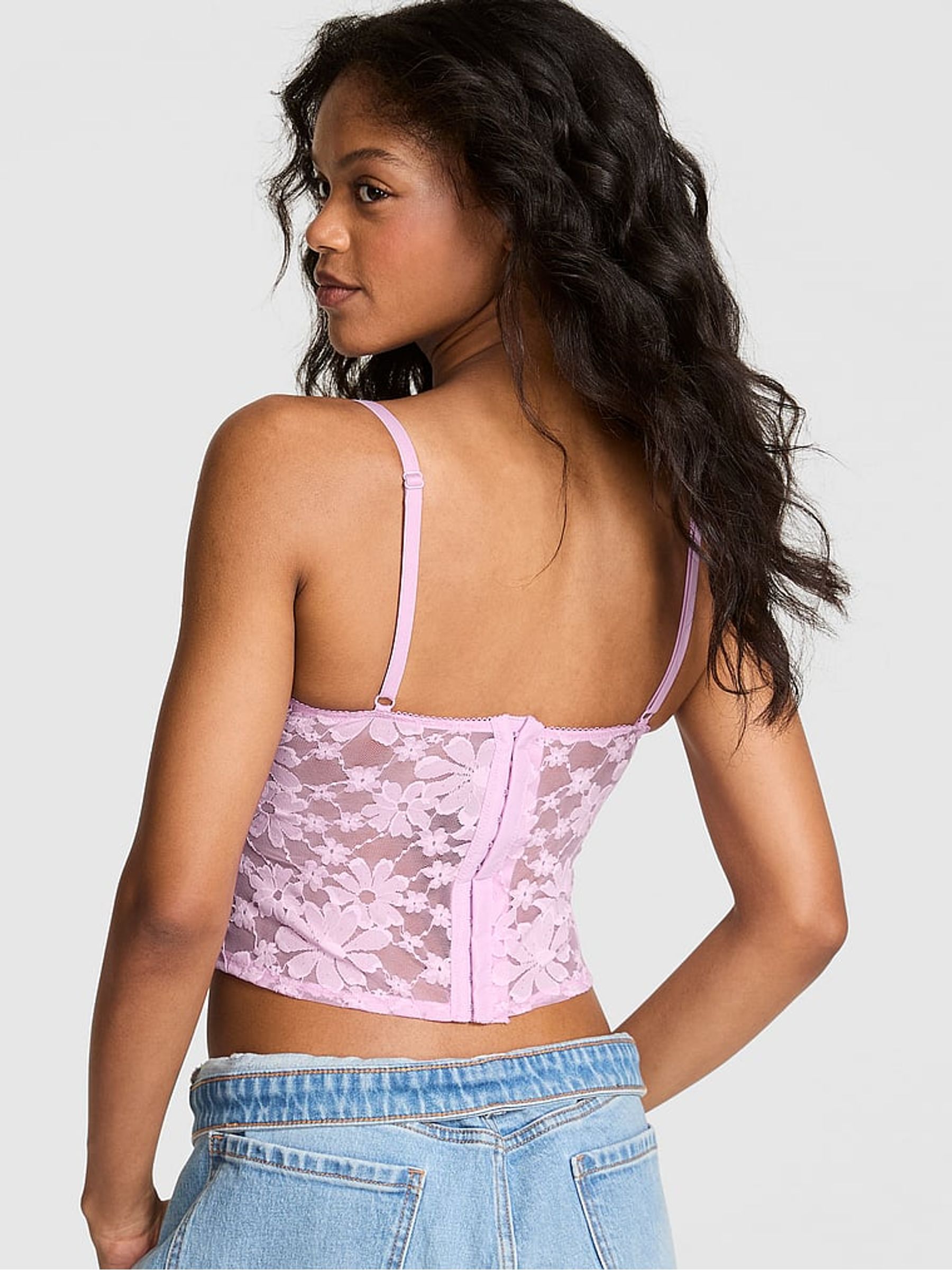 Hushed Lilac Purple Sequin Lace Corset - Image 2 of 3