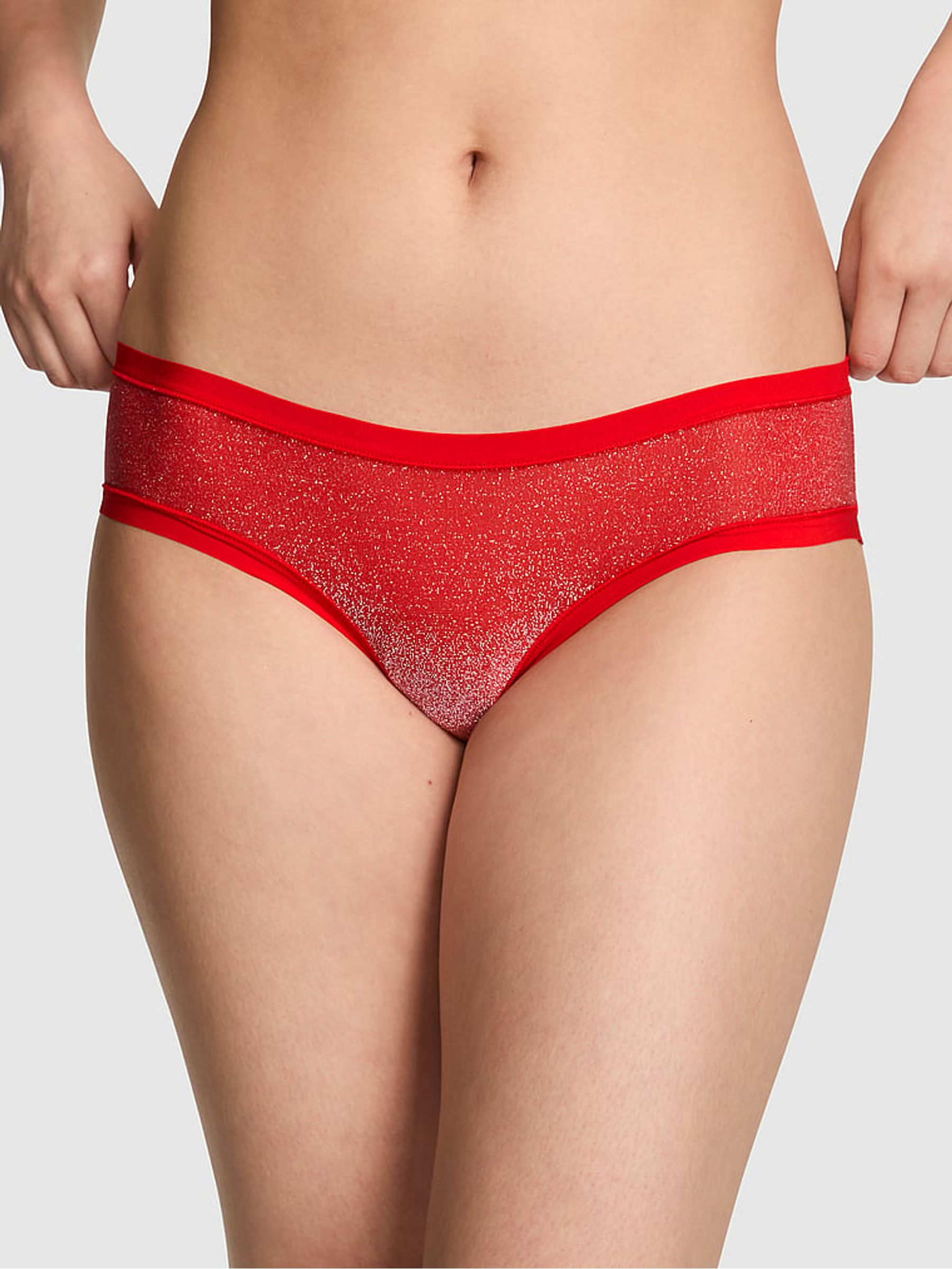 Bright Vermillion Red Shine Hipster No Show Knickers - Image 1 of 2