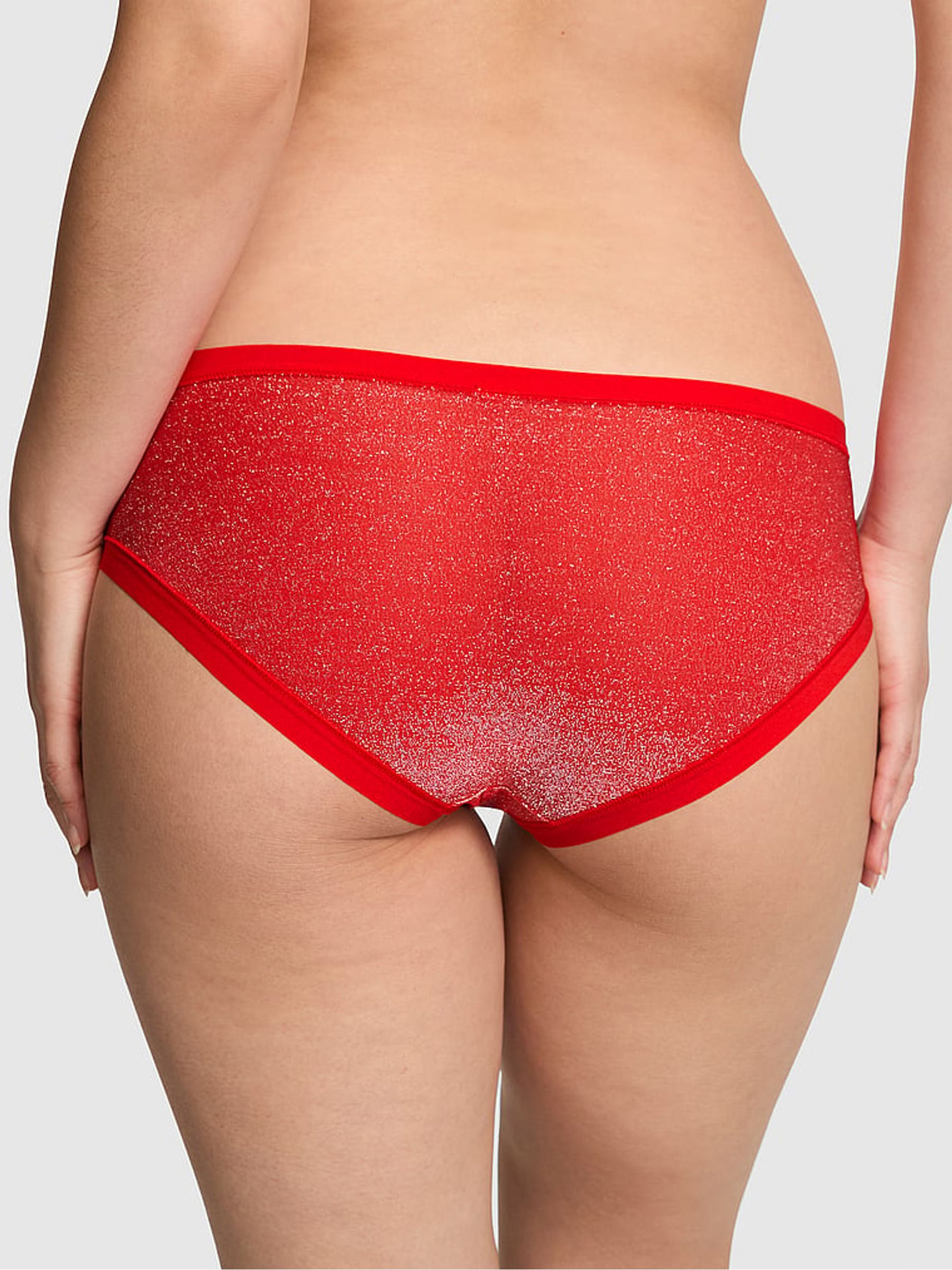 Bright Vermillion Red Shine Hipster No Show Knickers - Image 2 of 2