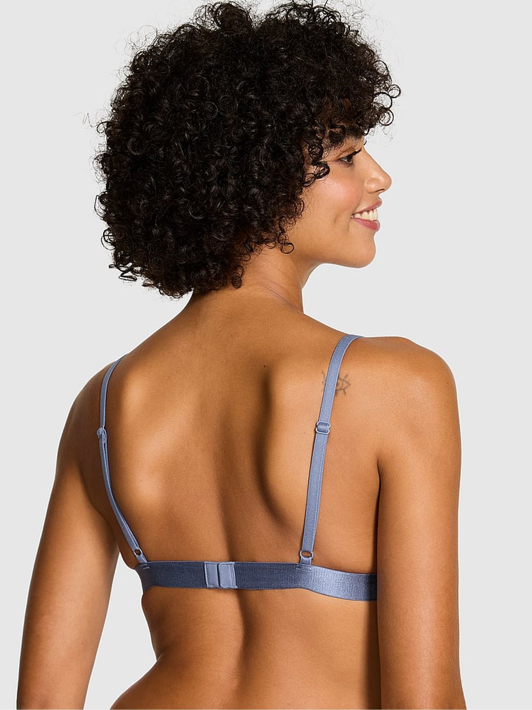 Dusty Iris Blue Non Wired Push Up Sequin Lace Bralette - Image 2 of 2
