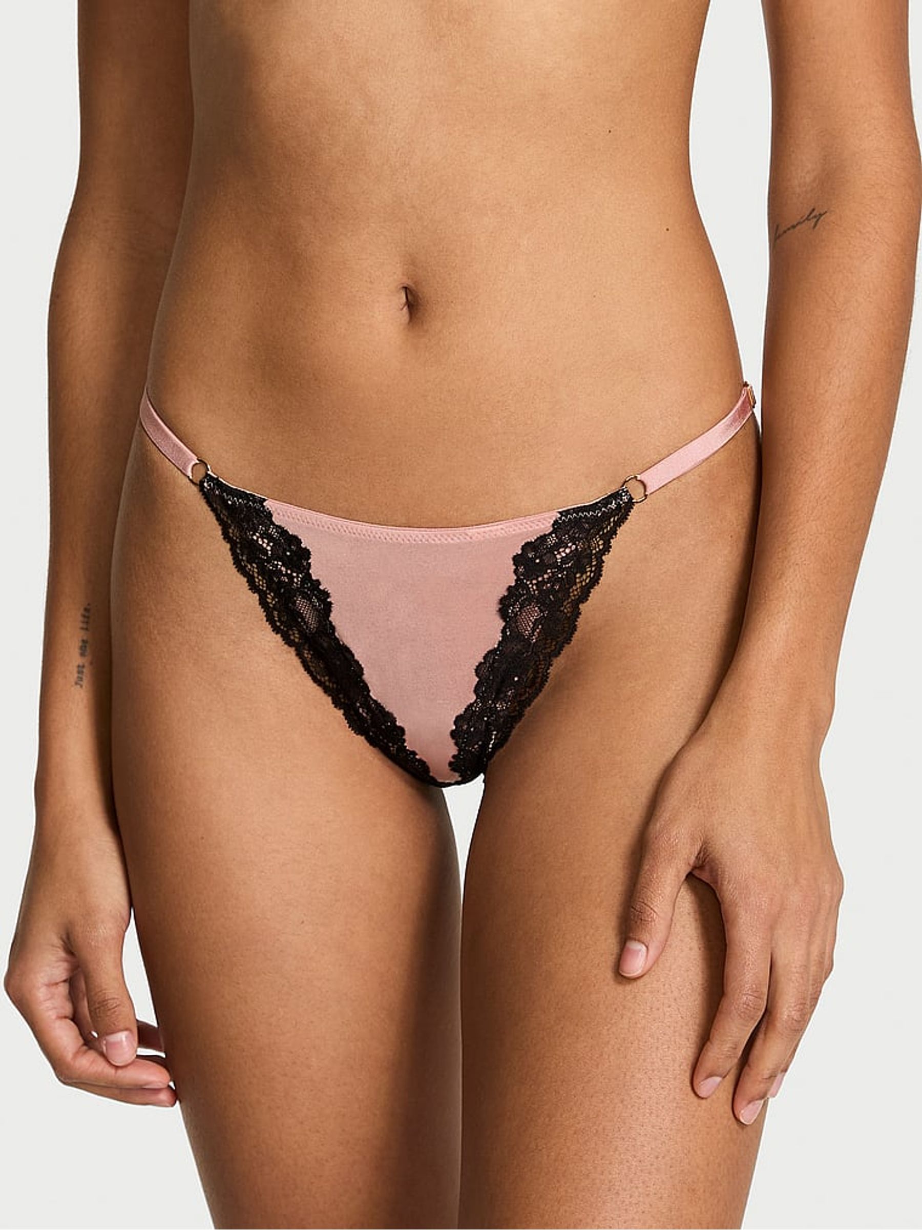 Royal Pink G-String Lace Trim Knickers - Image 1 of 2