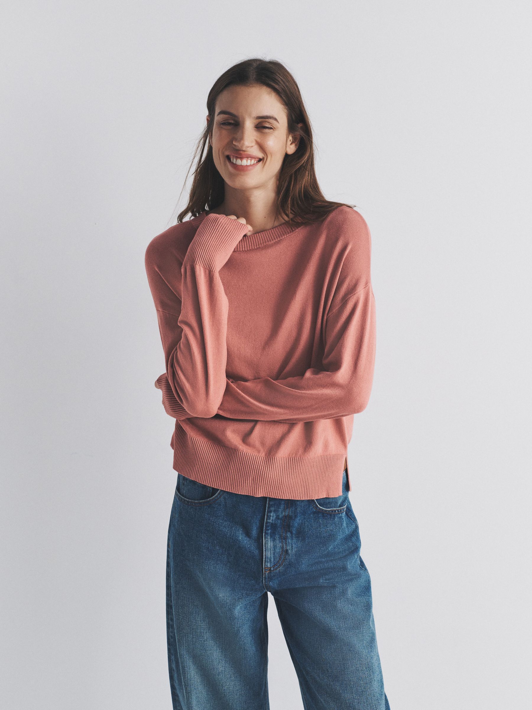 2 Pack Fine Knit Crew Neck Jumpers Pink/Rust Red - Image 1 of 6