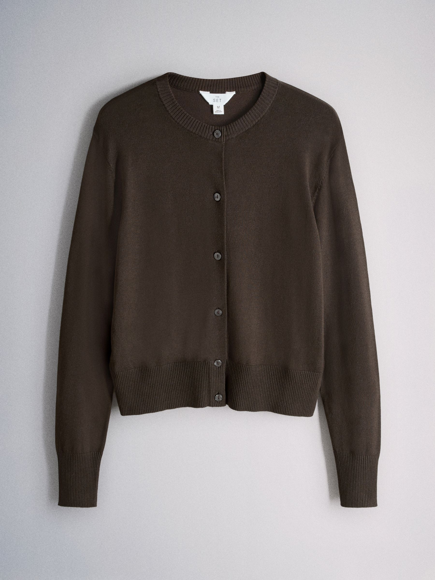 Chocolate Brown/Black/Taupe Brown Fine Knit Button Through Cardigans 3 Pack - Image 2 of 6