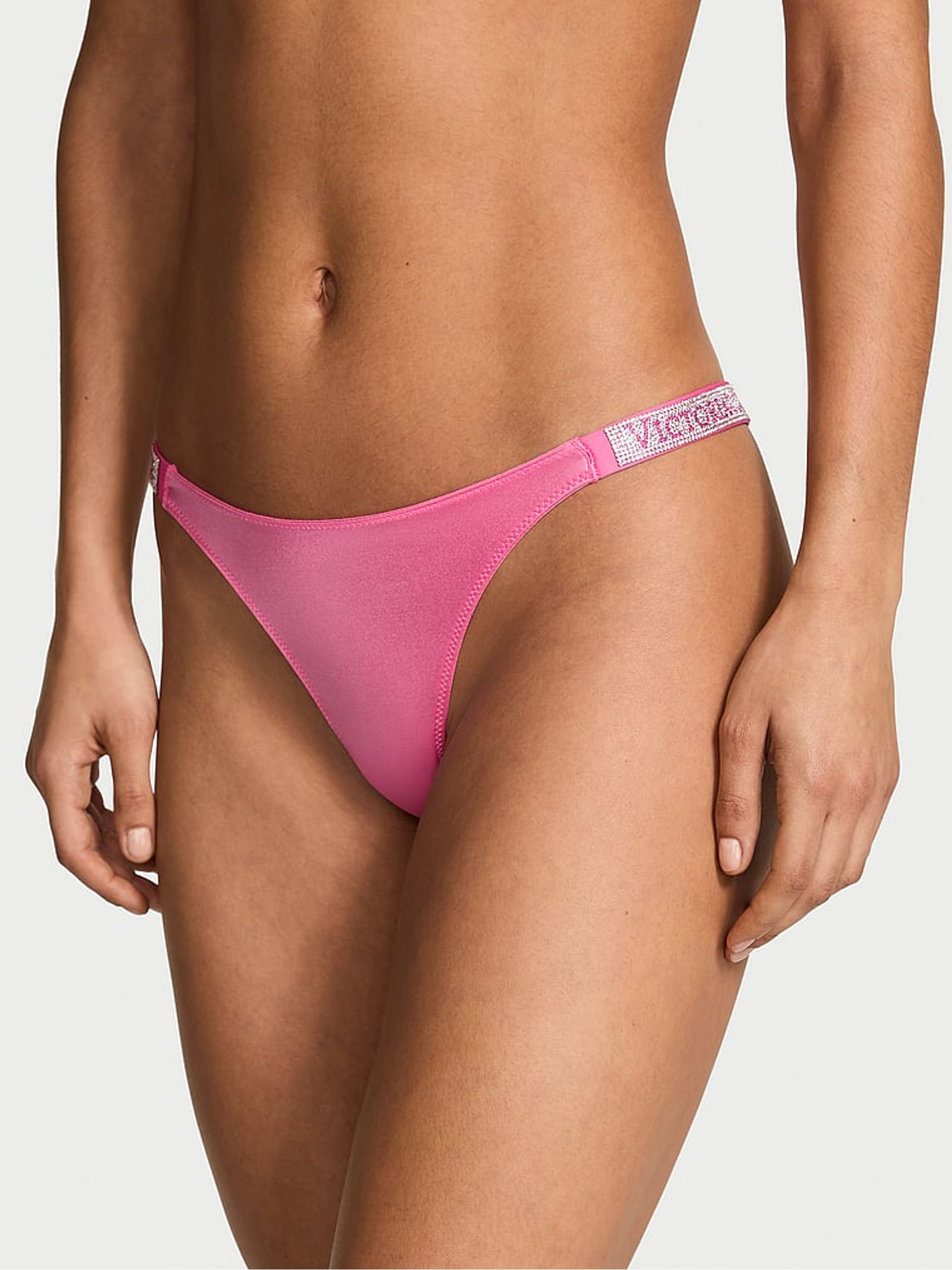 Rose Garden Pink Brazilian Shine Strap Knickers - Image 1 of 2