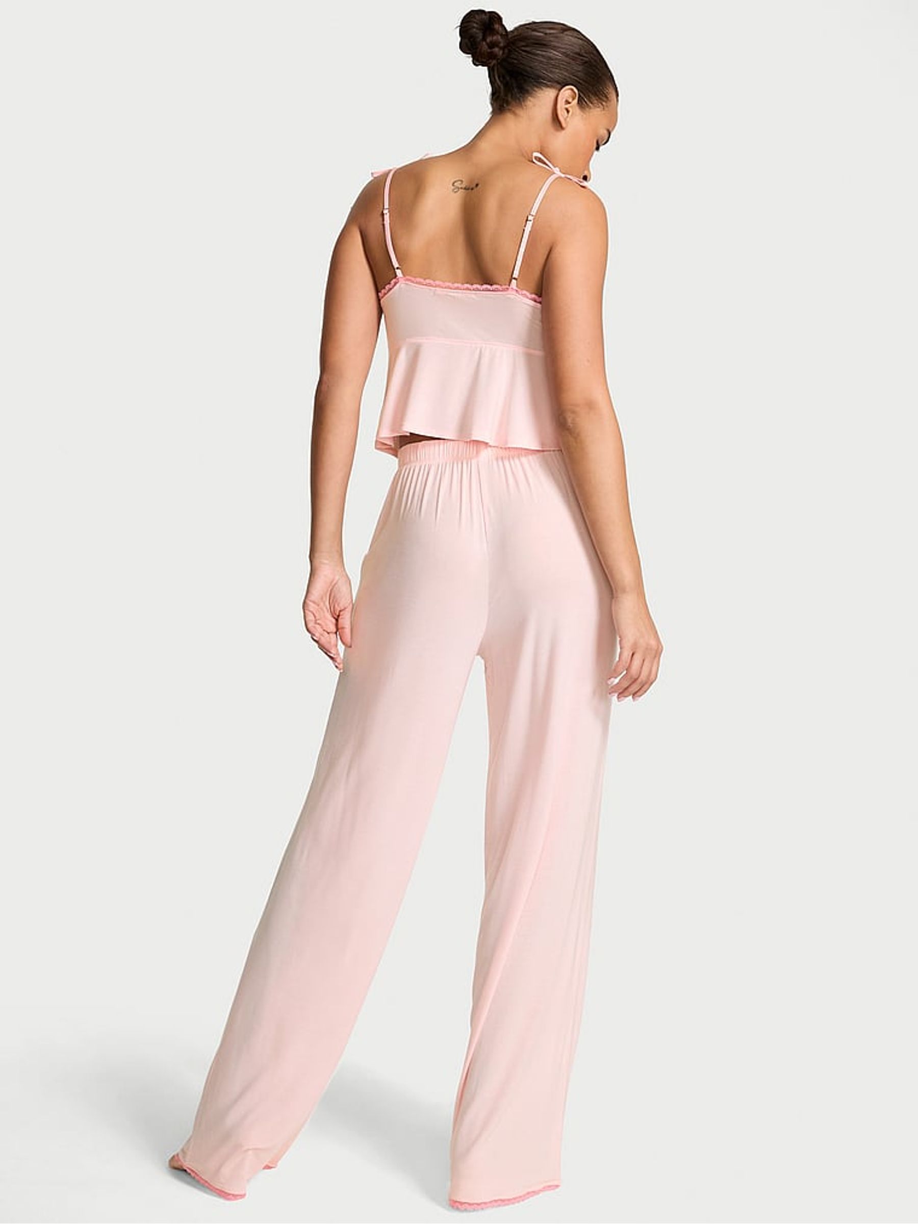 Pink Bow Modal Cami & Wide Leg Trousers Set - Image 2 of 3
