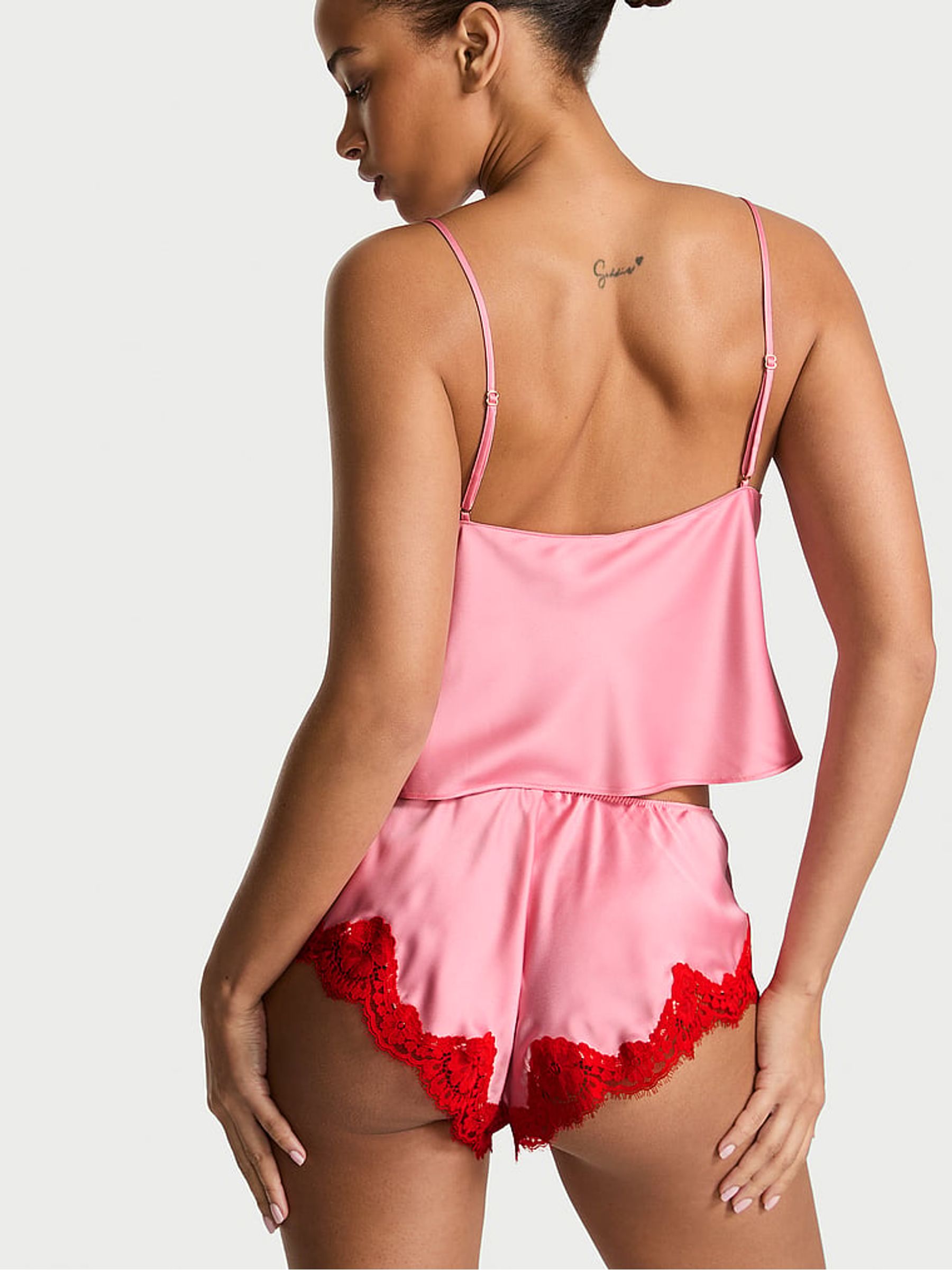 Petal Pink Satin and Lace Cami Set - Image 2 of 3