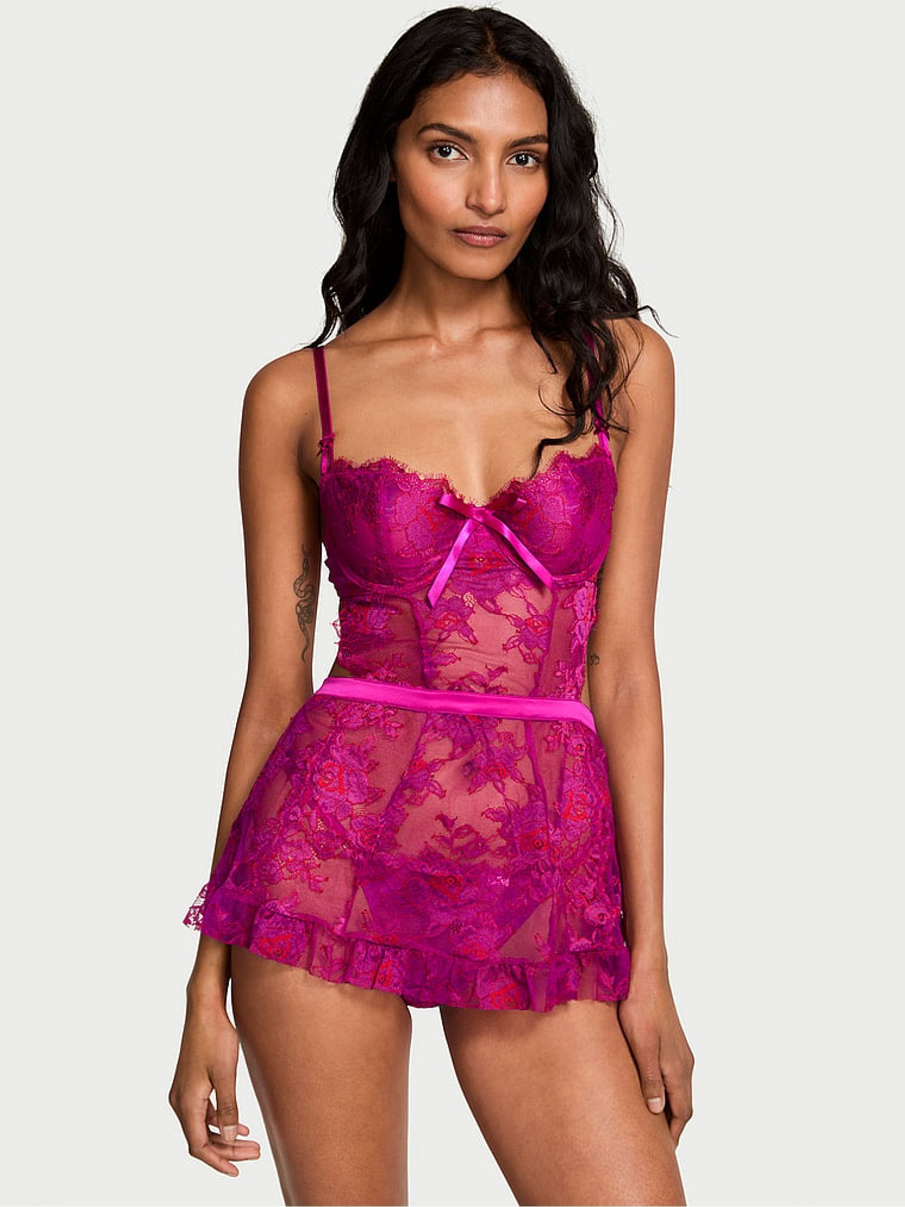 Berrylicious Purple Dye Lace Babydoll Set - Image 1 of 3