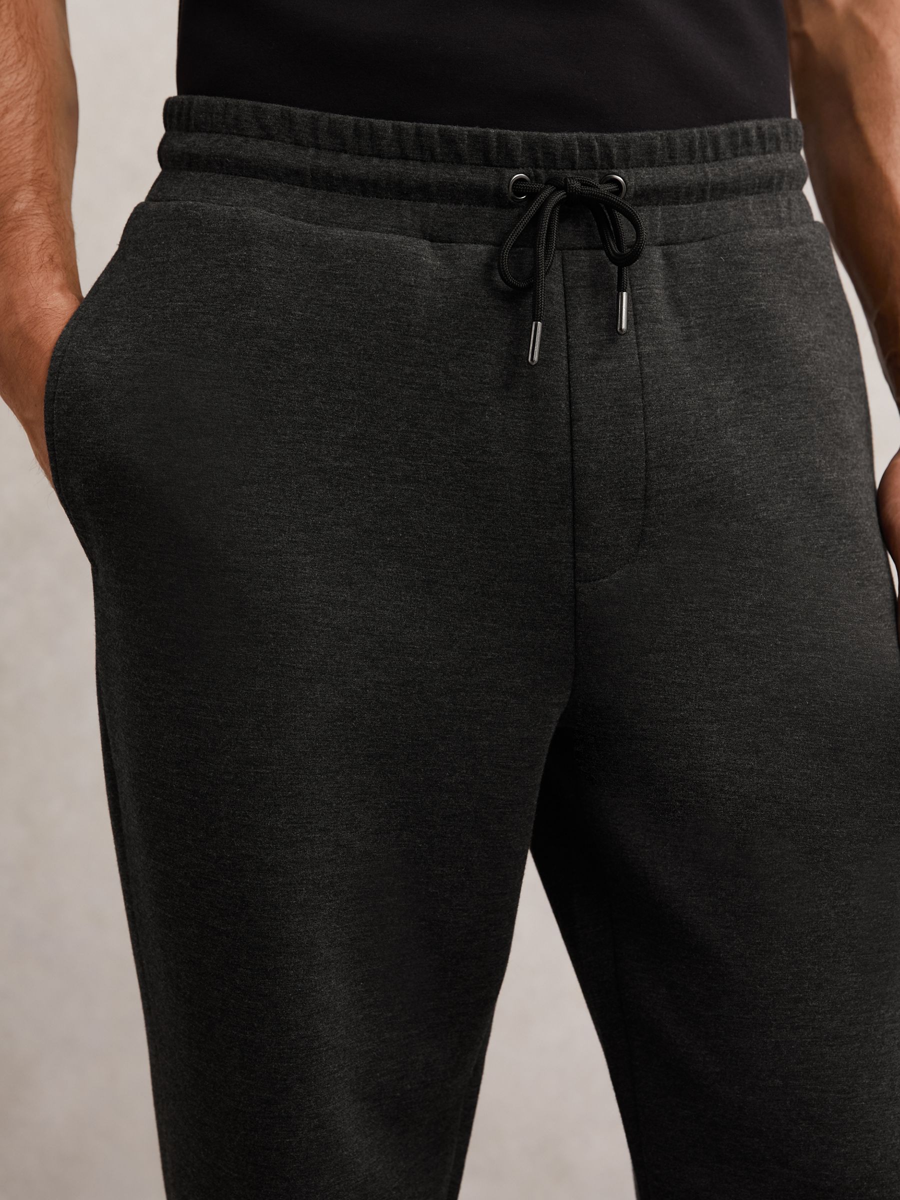 Jersey Drawstring Cuffed Joggers in Charcoal - Image 3 of 6