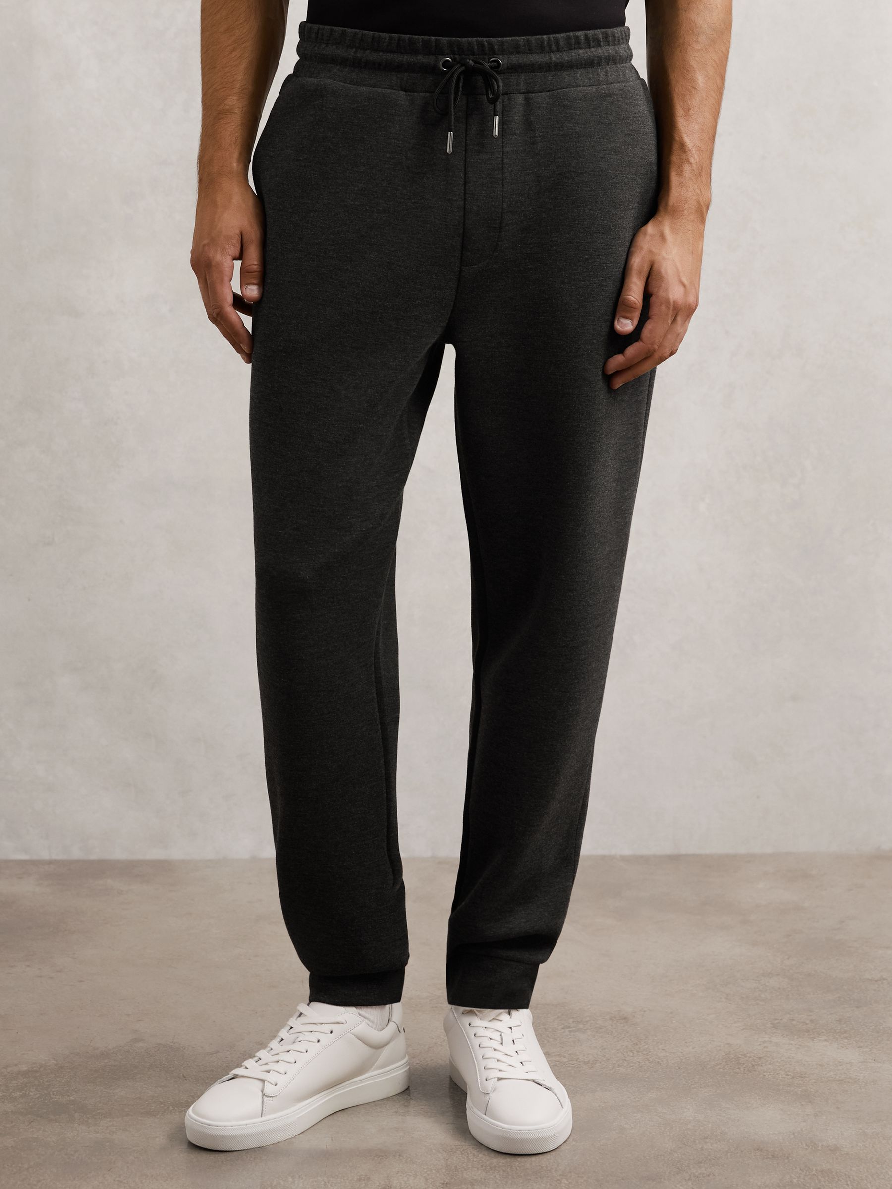 Jersey Drawstring Cuffed Joggers in Charcoal - image 5