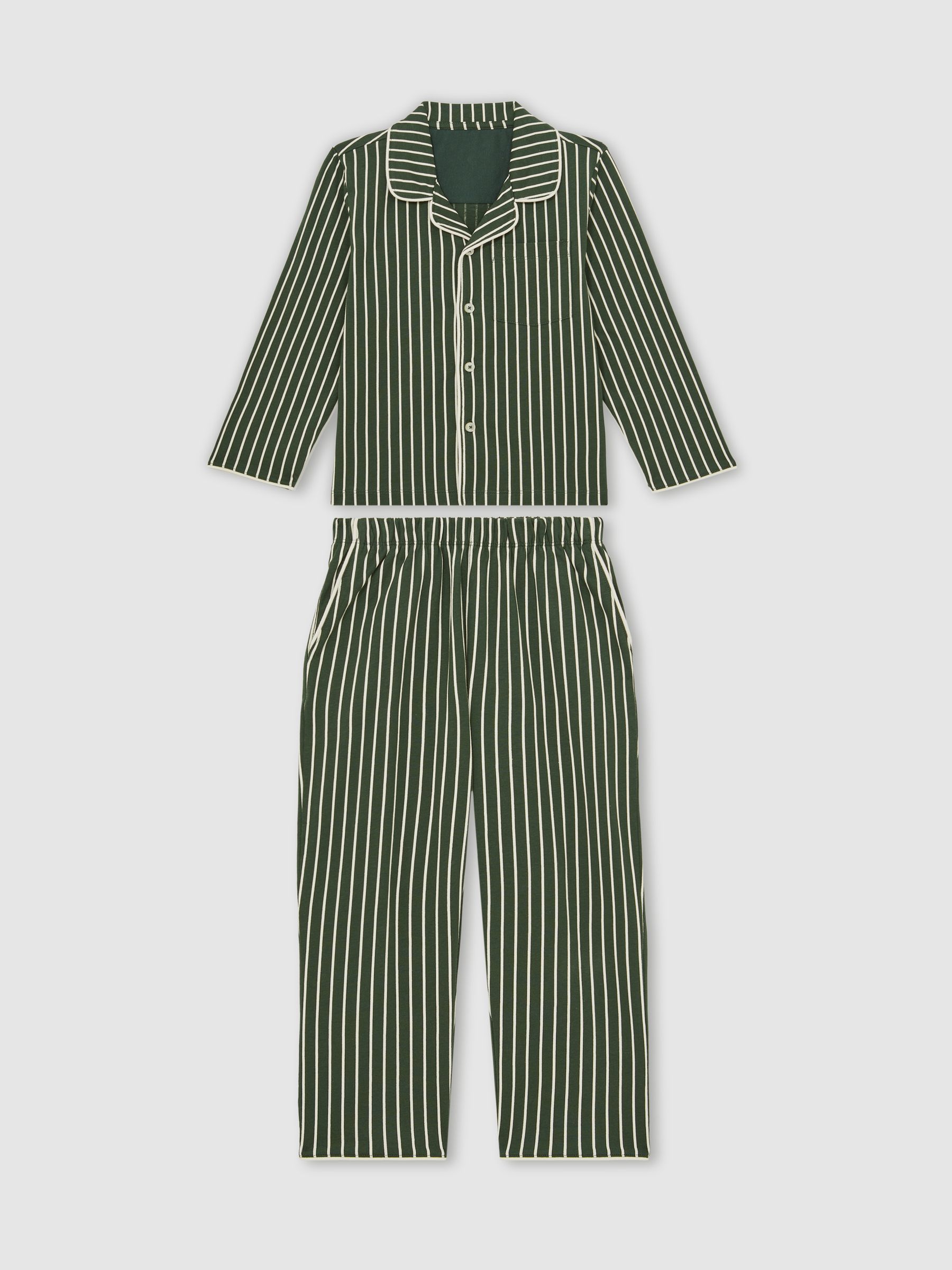 Striped Pyjamas Set Unisex Fit in Green/White - Image 2 of 4
