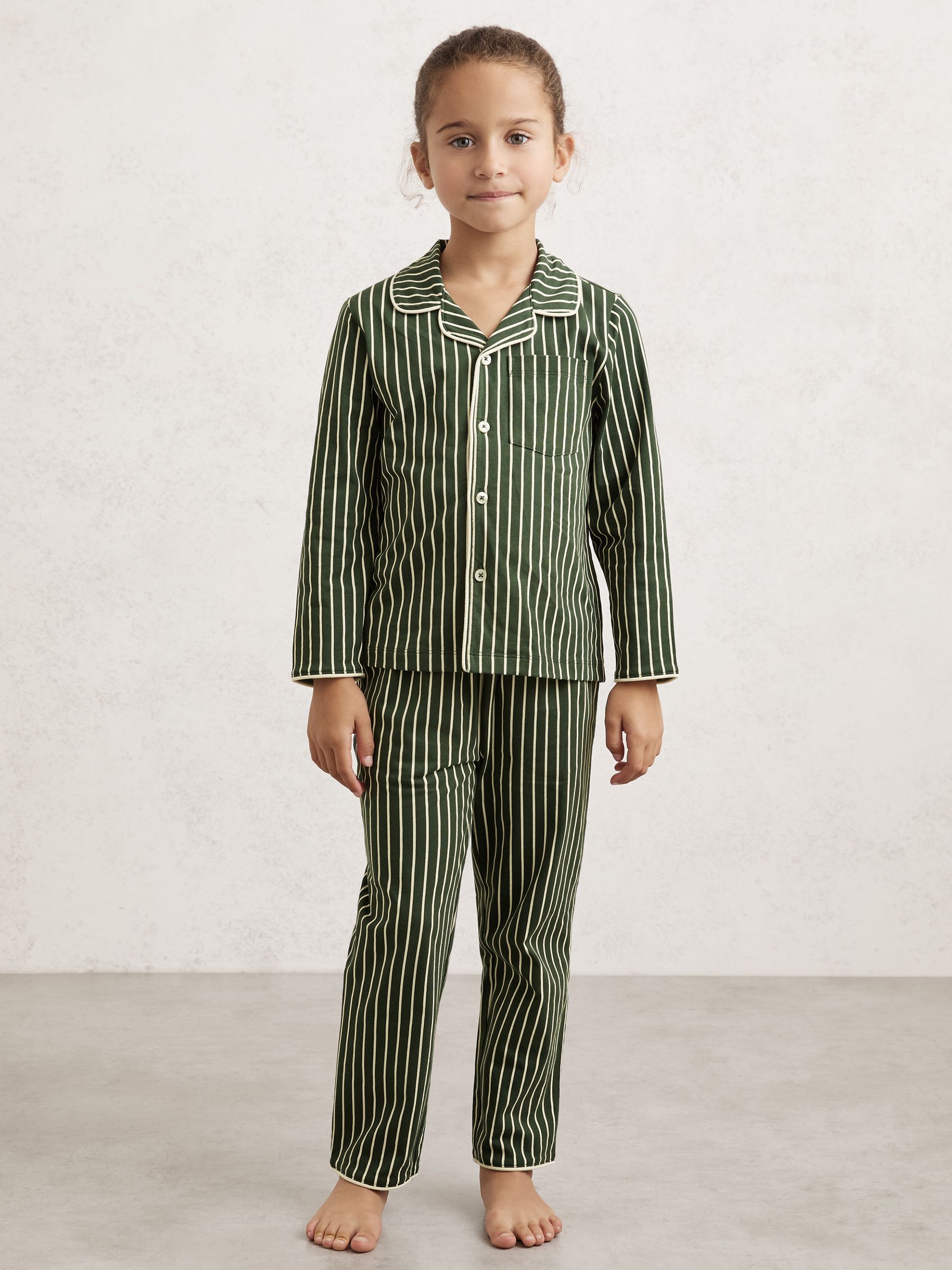 Striped Pyjamas Set Unisex Fit in Green/White - Image 3 of 4
