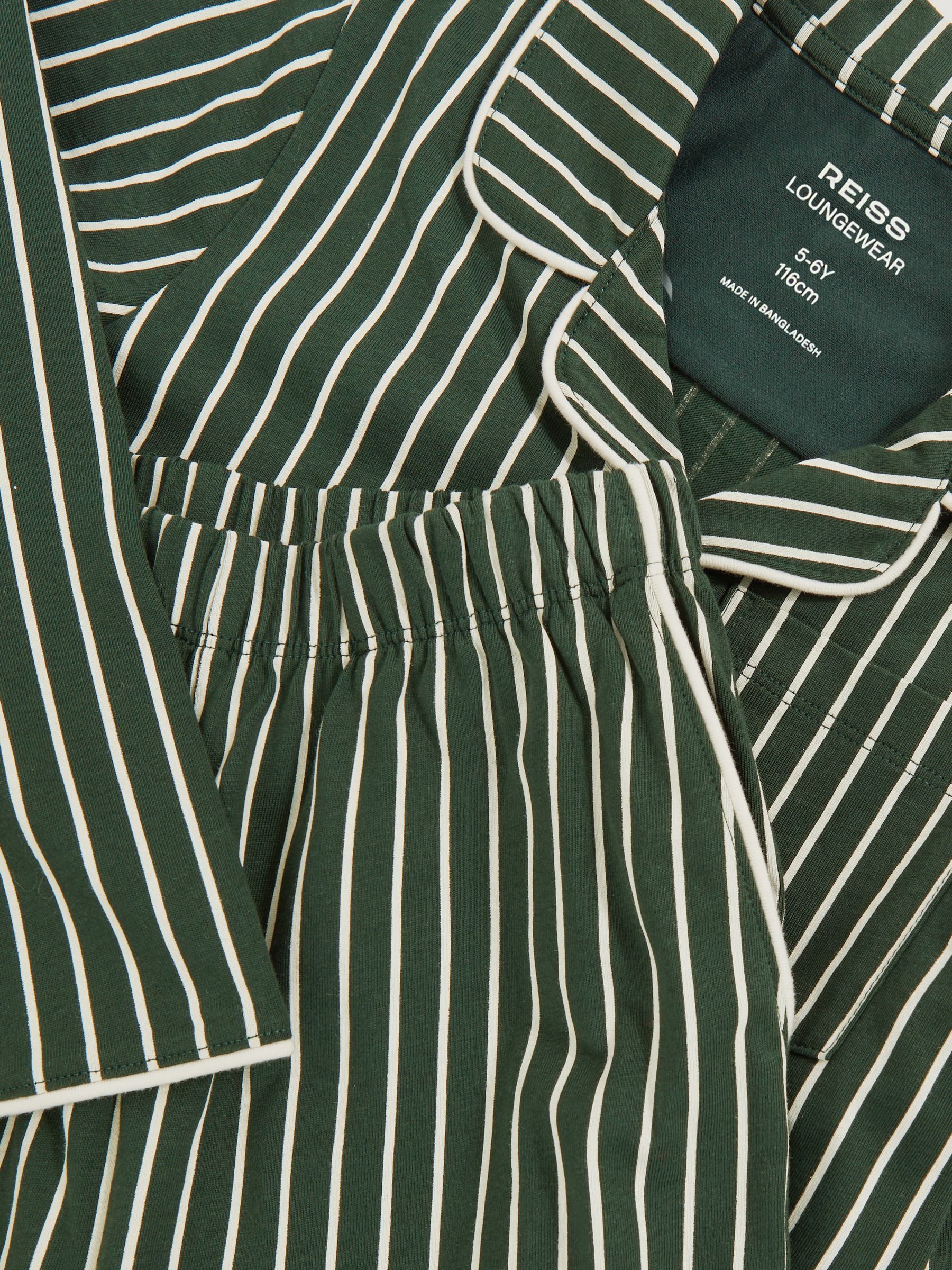 9-13 yrs Striped Pyjamas Set Unisex Fit in Green/White - Image 6 of 6