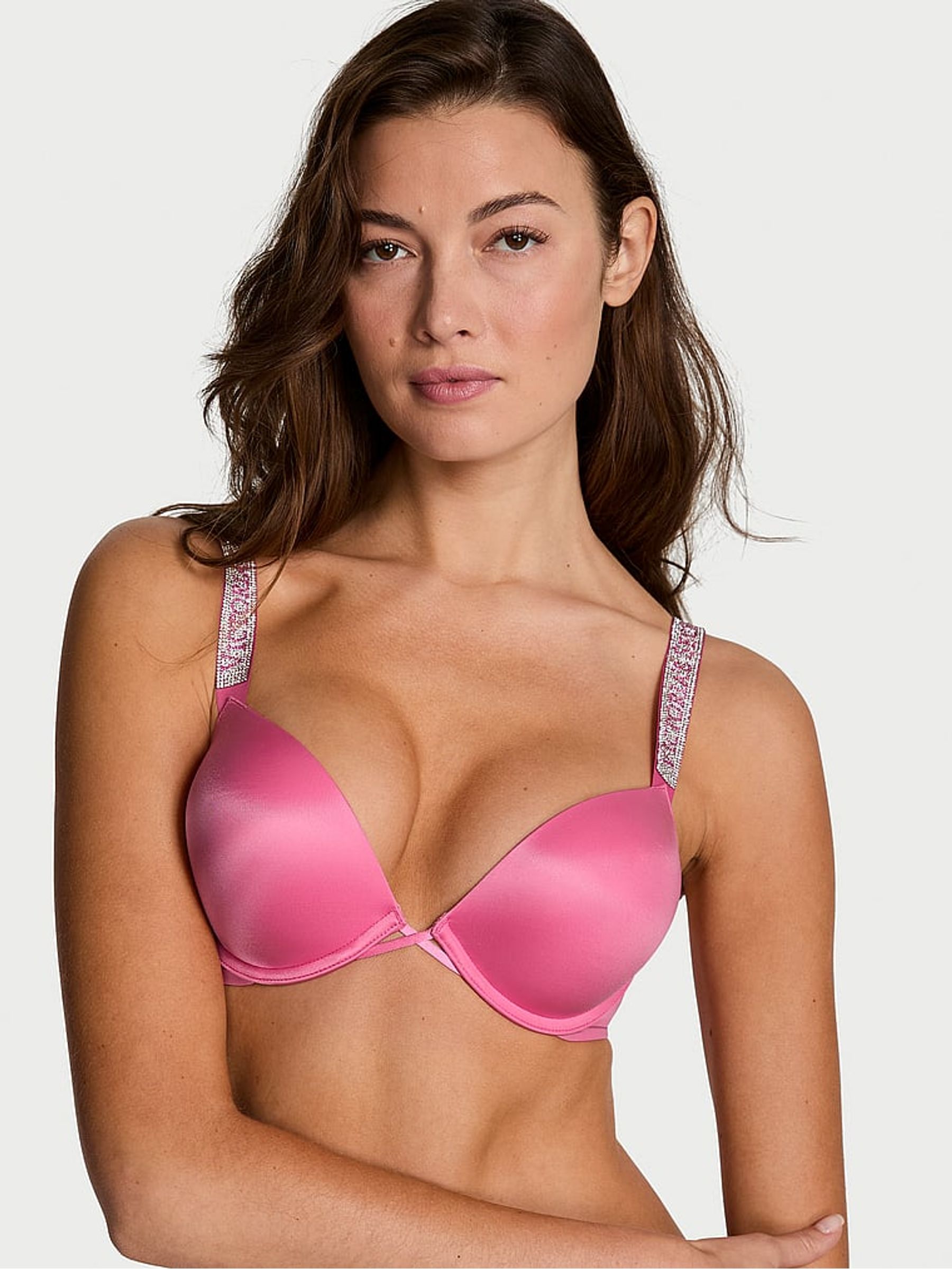 Rose Garden Pink Add 2 Cups Push Up Bombshell Shine Strap Bra - Image 1 of 2