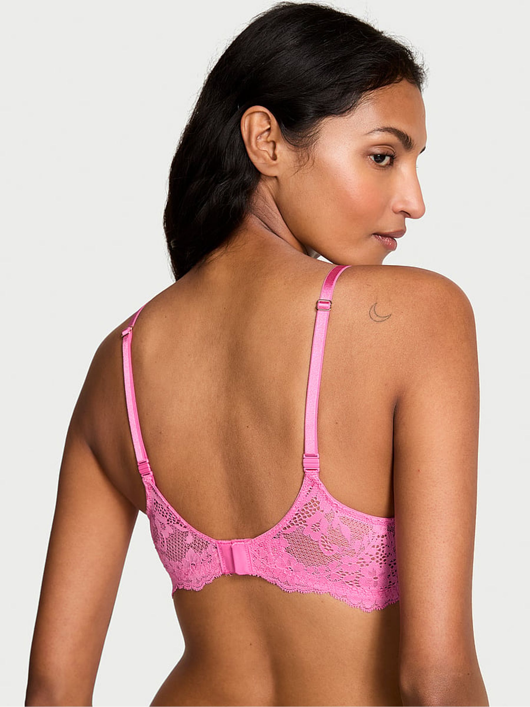 Rose Garden Pink Lace Trim Lightly Lined Demi Bra - Image 3 of 3 Rose Garden Pink Lace Trim Lightly Lined Demi Bra - Image 3 of 3