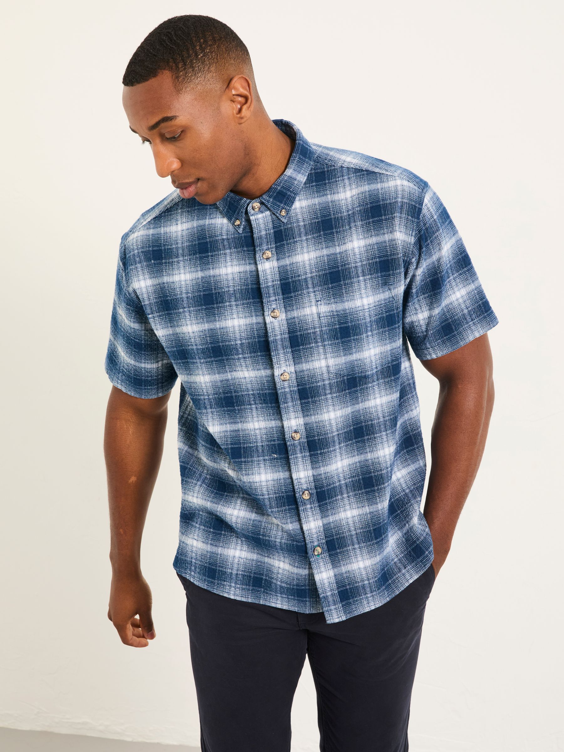 Morley Blue Short Sleeve Relaxed Fit Check Shirt - Image 1 of 6
