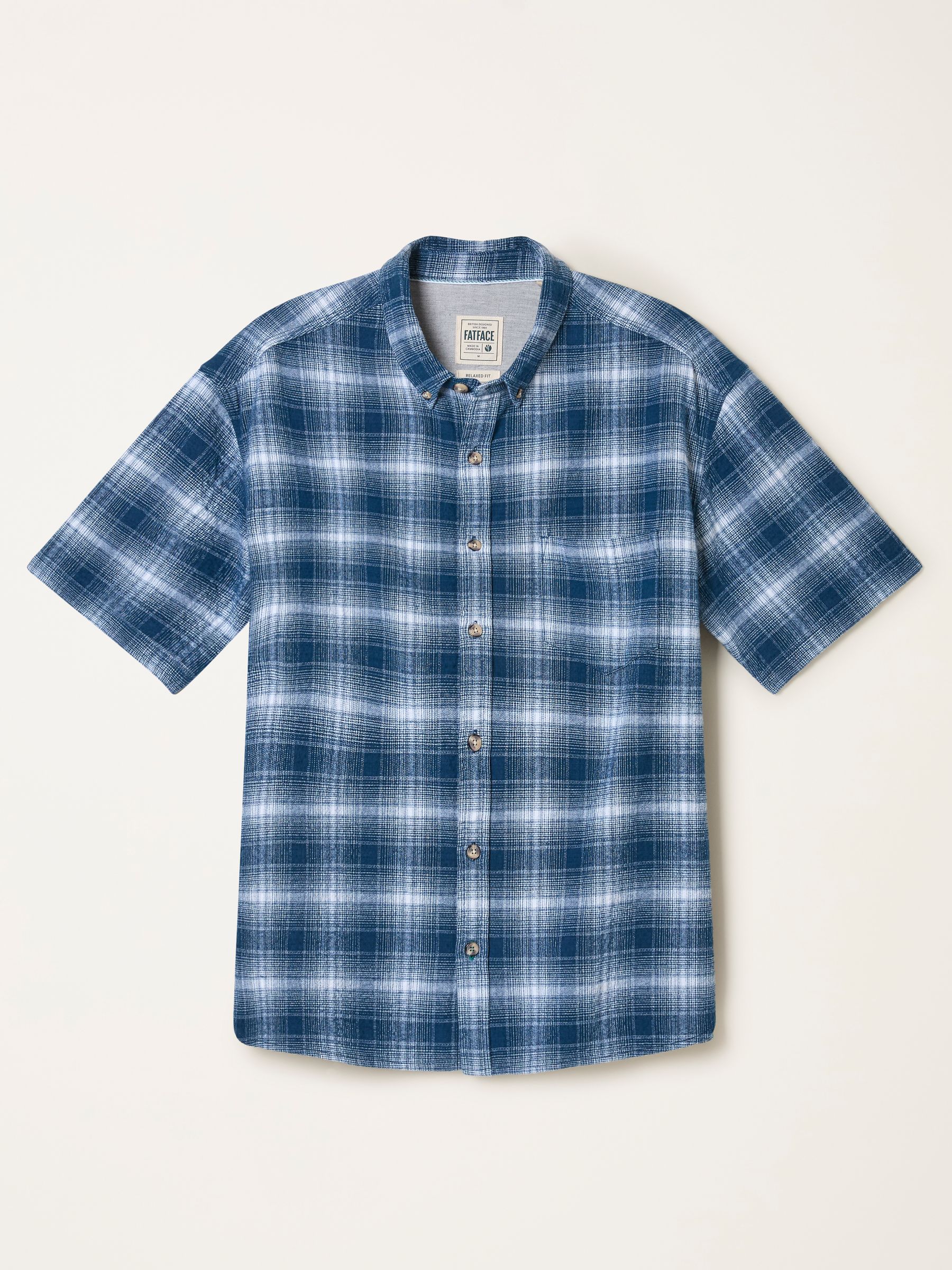 Morley Blue Short Sleeve Relaxed Fit Check Shirt | FatFace USA