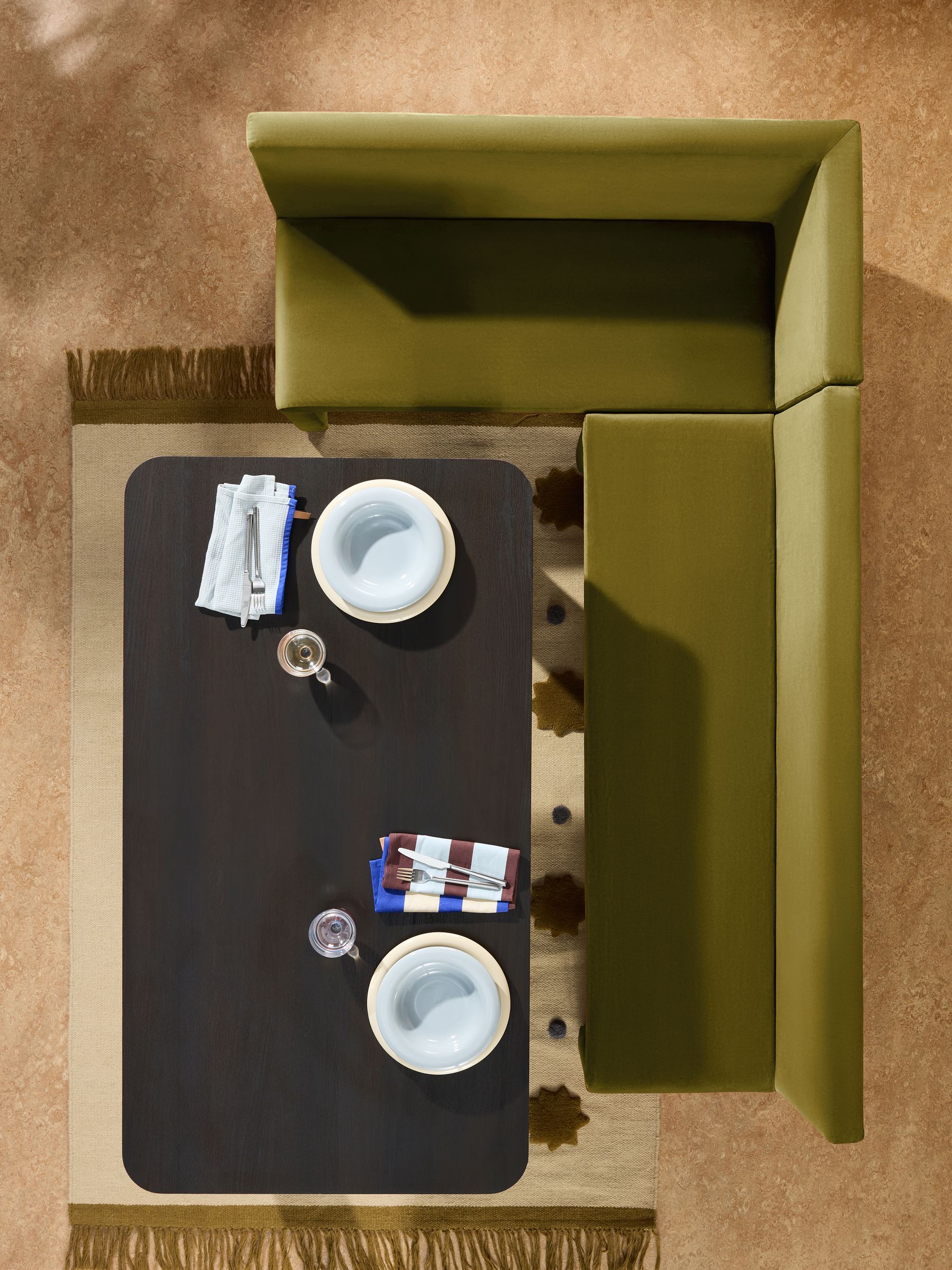 Tova Left Hand Corner Dining Table and Bench Set in Fern Green Velvet - Image 2 of 7