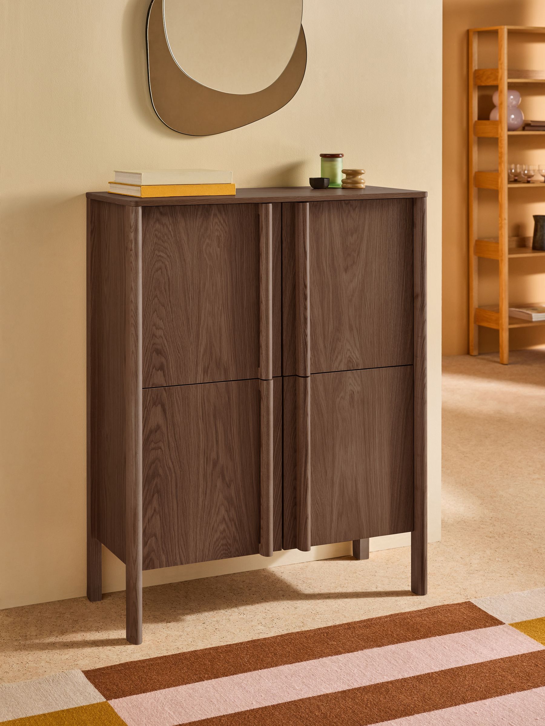 Reeve Tall Large Sideboard in Dark Stain Oak - Image 1 of 7 Reeve Tall Large Sideboard in Dark Stain Oak - Image 1 of 7
