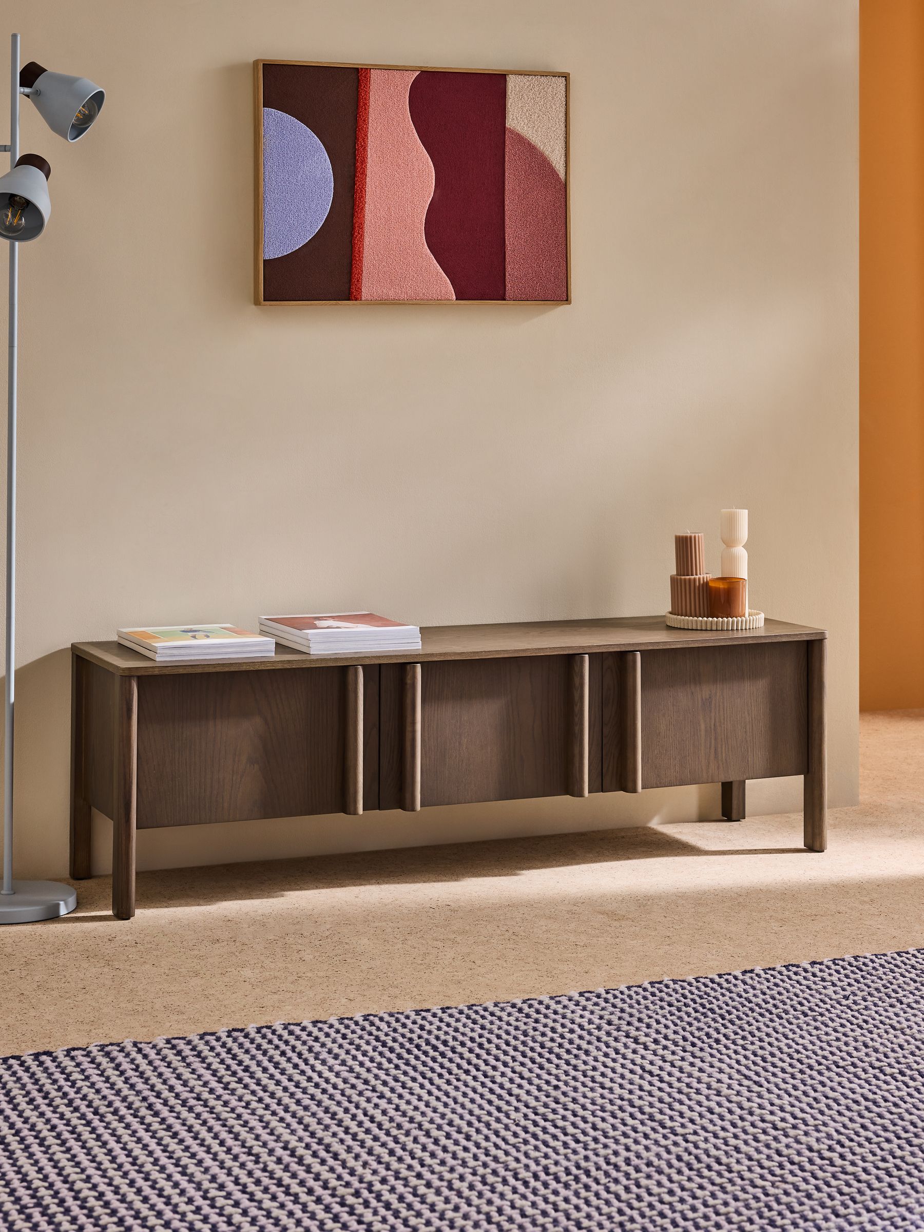 Reeve Up to 55 Inch Wide TV Unit in Dark Stain Oak - Image 1 of 6 Reeve Up to 55 Inch Wide TV Unit in Dark Stain Oak - Image 1 of 6
