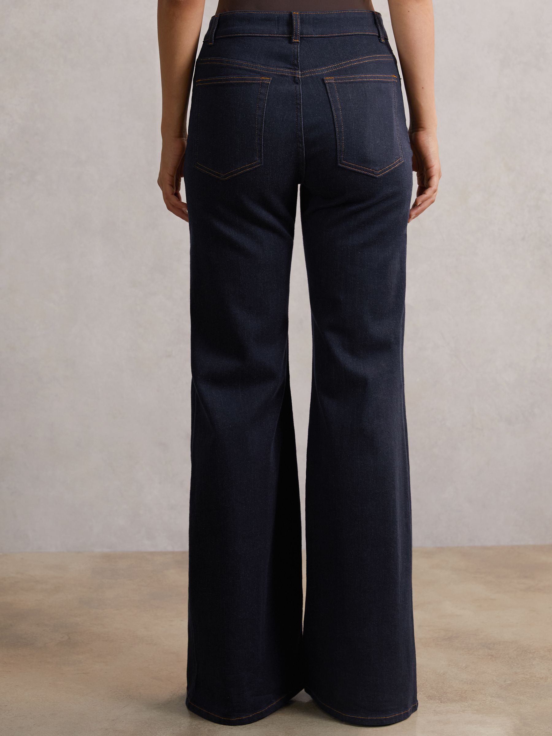 Flared Seam-Detail Jeans in Indigo - image 3