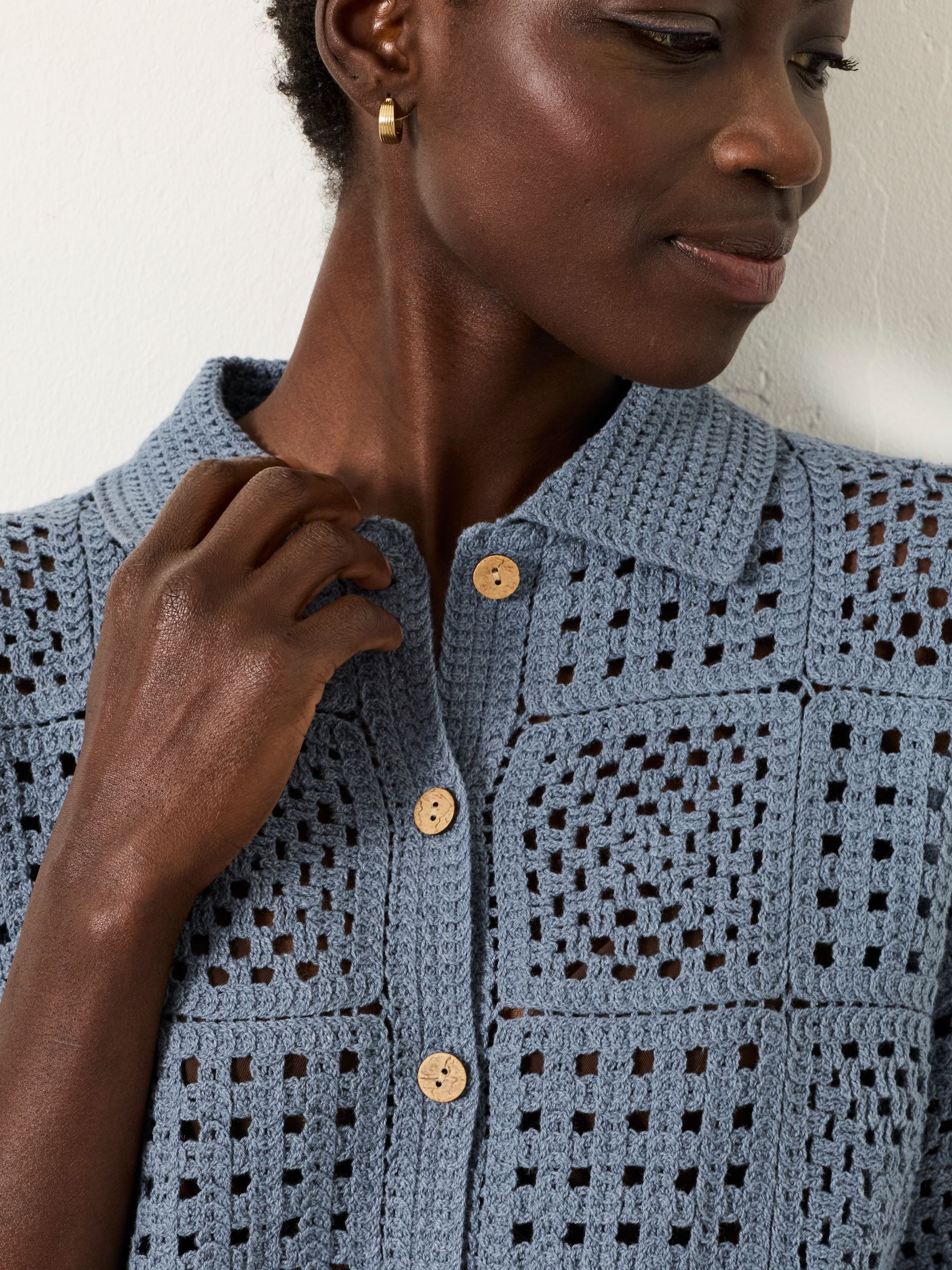 Astrid Blue Crochet Shirt - Image 6 of 6
