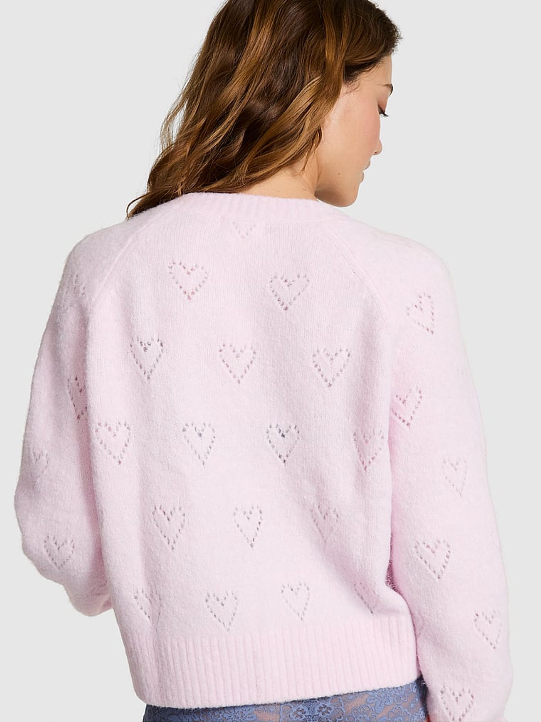 Pink Tulip Heart Pointelle Cardigan - Image 2 of 2