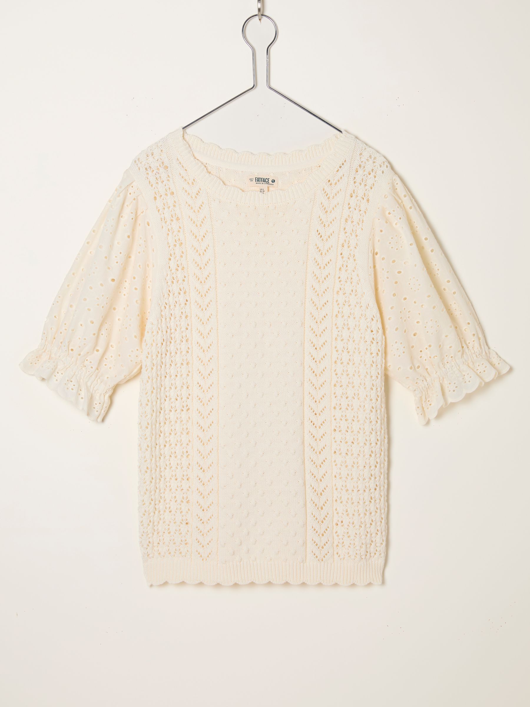 Joanie Ivory Knitted and Woven Top - Image 8 of 8