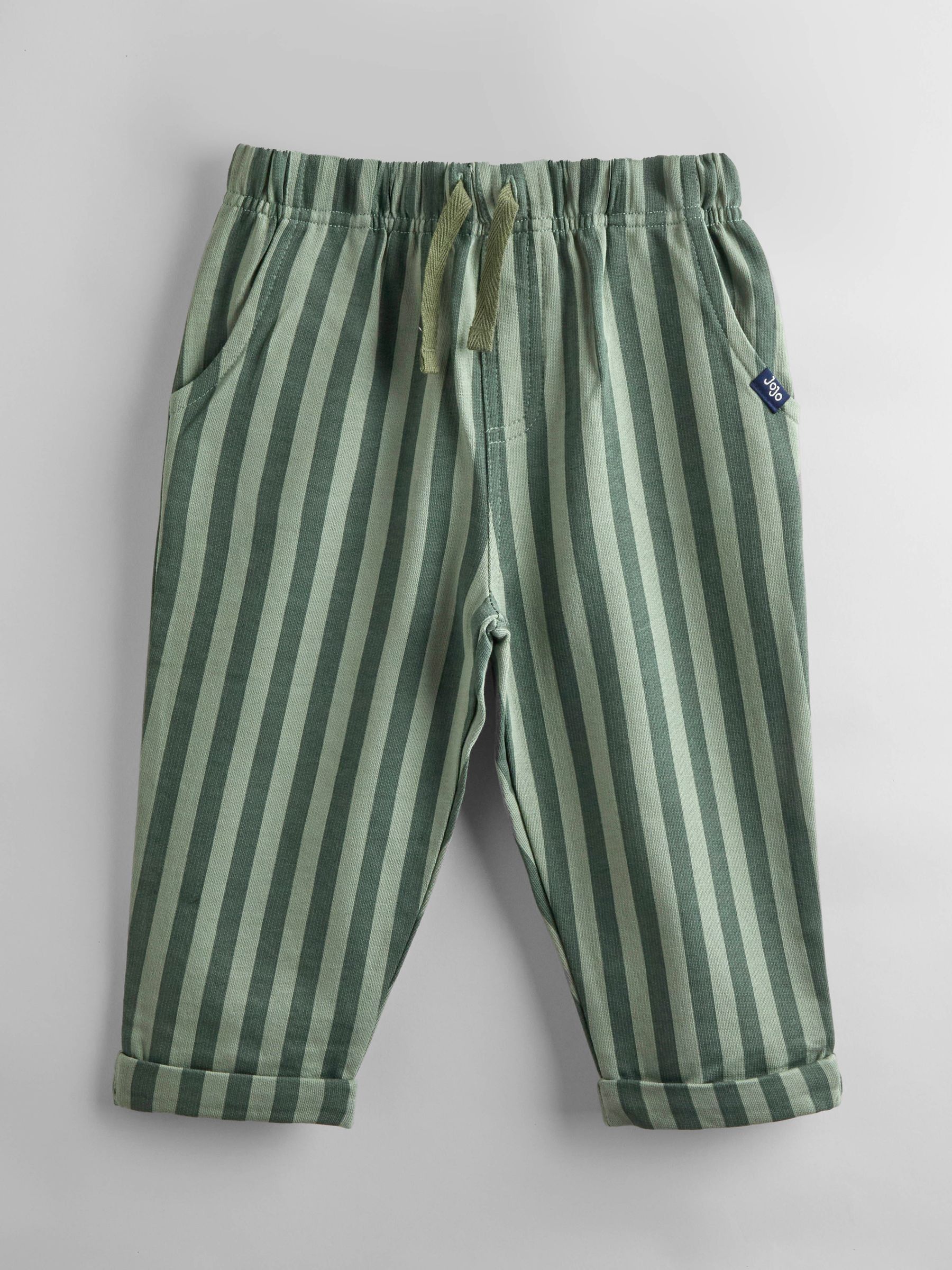 Khaki Green Stripe & Khaki Vertical Stripe and Plain Joggers 2 Pack - Image 5 of 7