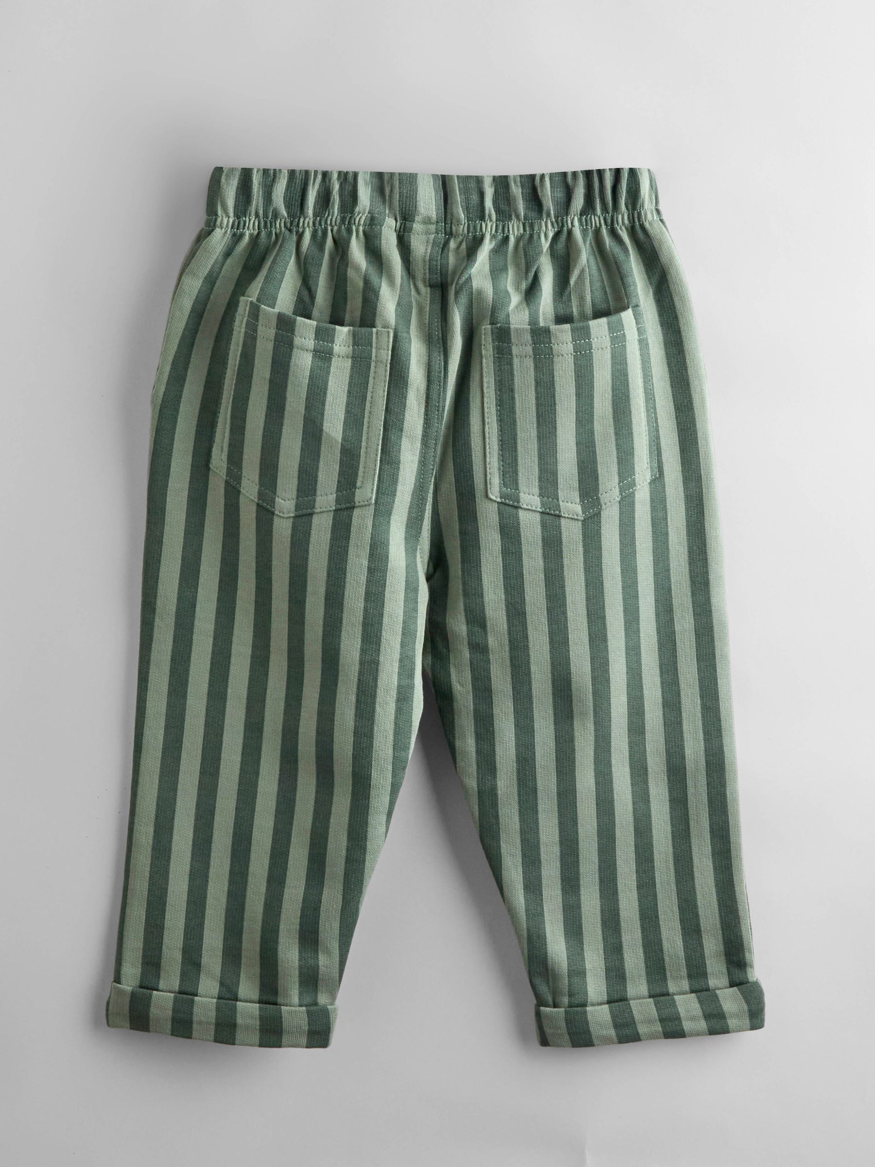 Khaki Green Stripe & Khaki Vertical Stripe and Plain Joggers 2 Pack - Image 7 of 7