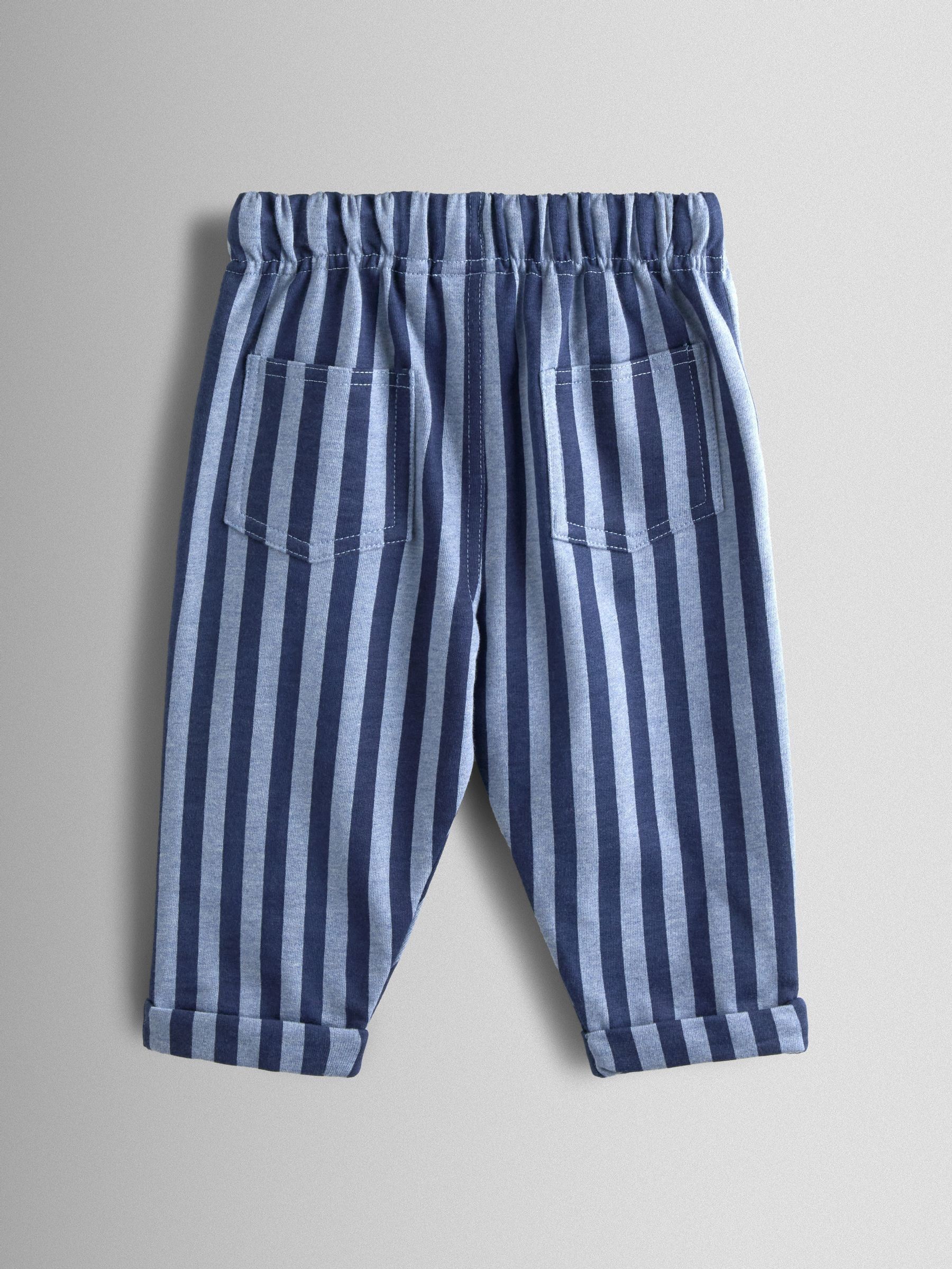 Navy Blue Stripe & Navy Blue Vertical Stripe and Plain Joggers 2 Pack - Image 4 of 7