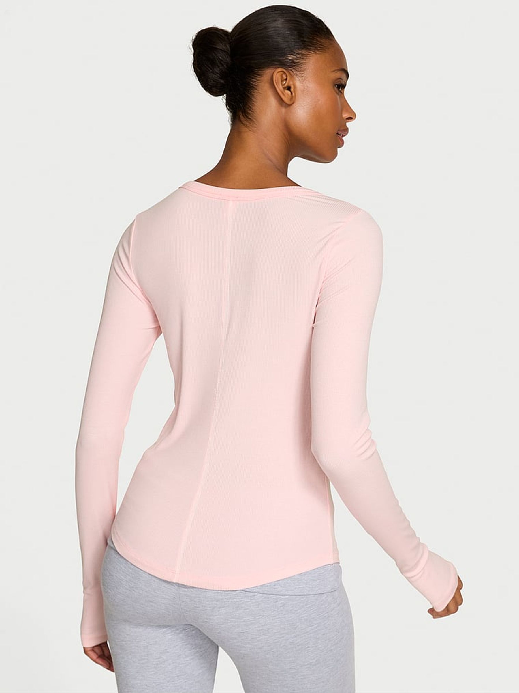 Pretty Blossom Pink Ribbed Scoop Long Sleeve T-Shirt - Image 2 of 3