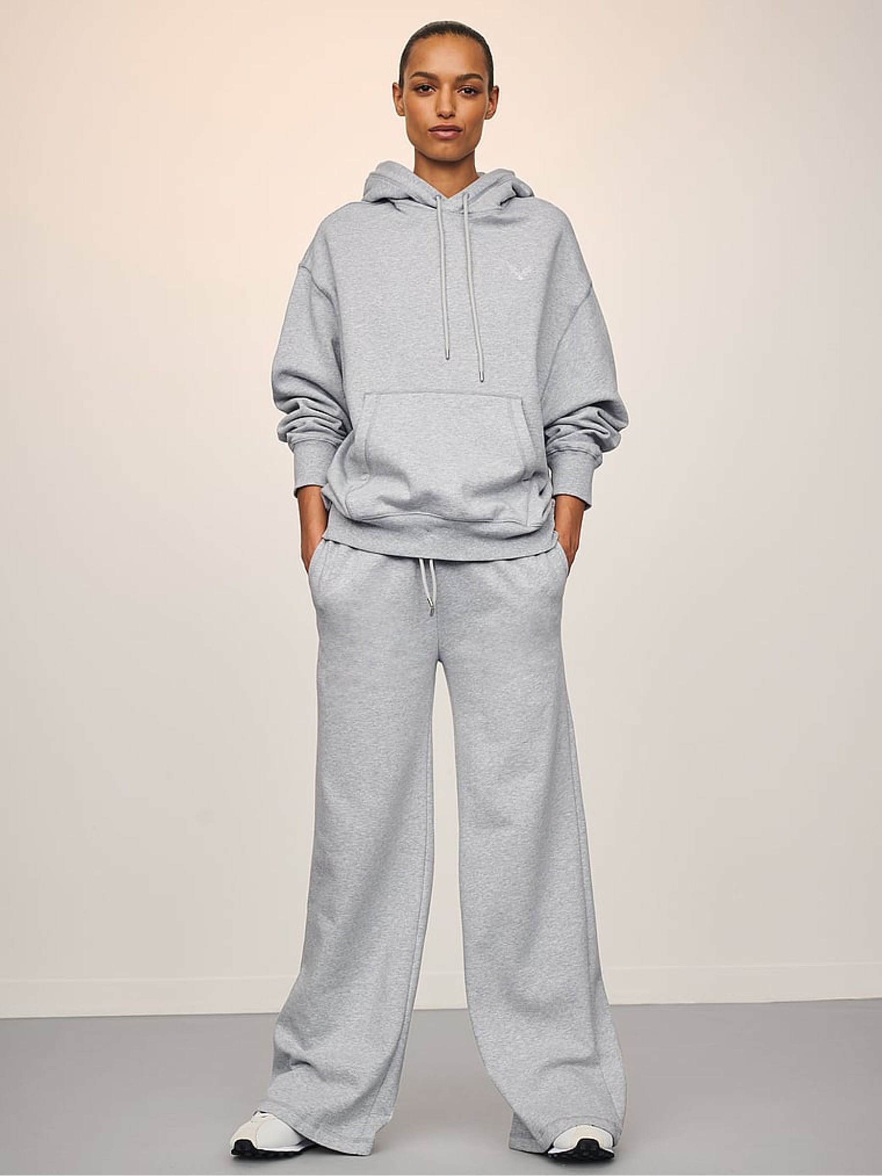 Medium Heather Grey Fleece Wide Leg Joggers - Image 3 of 3