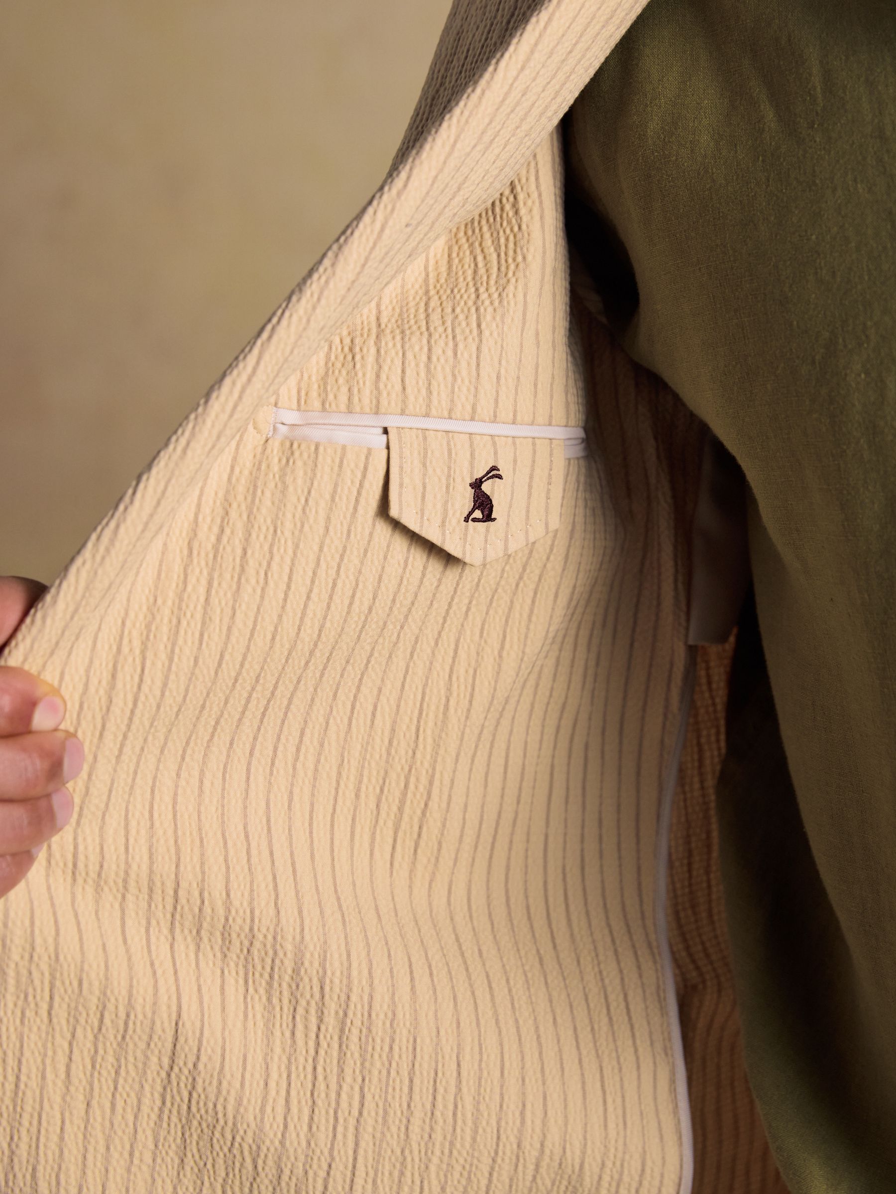 Ecru Stripe Seersucker Suit Jacket - Image 12 of 19