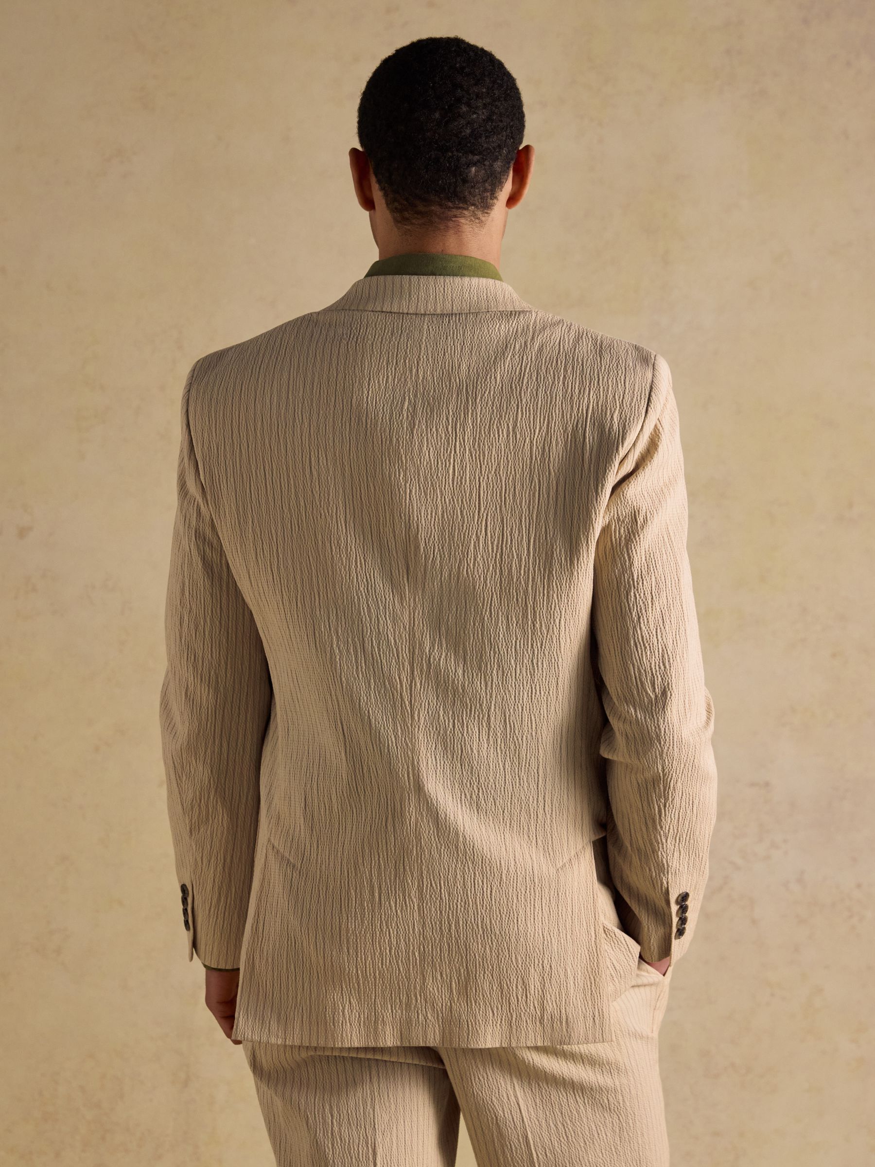 Ecru Stripe Seersucker Suit Jacket - Image 2 of 19