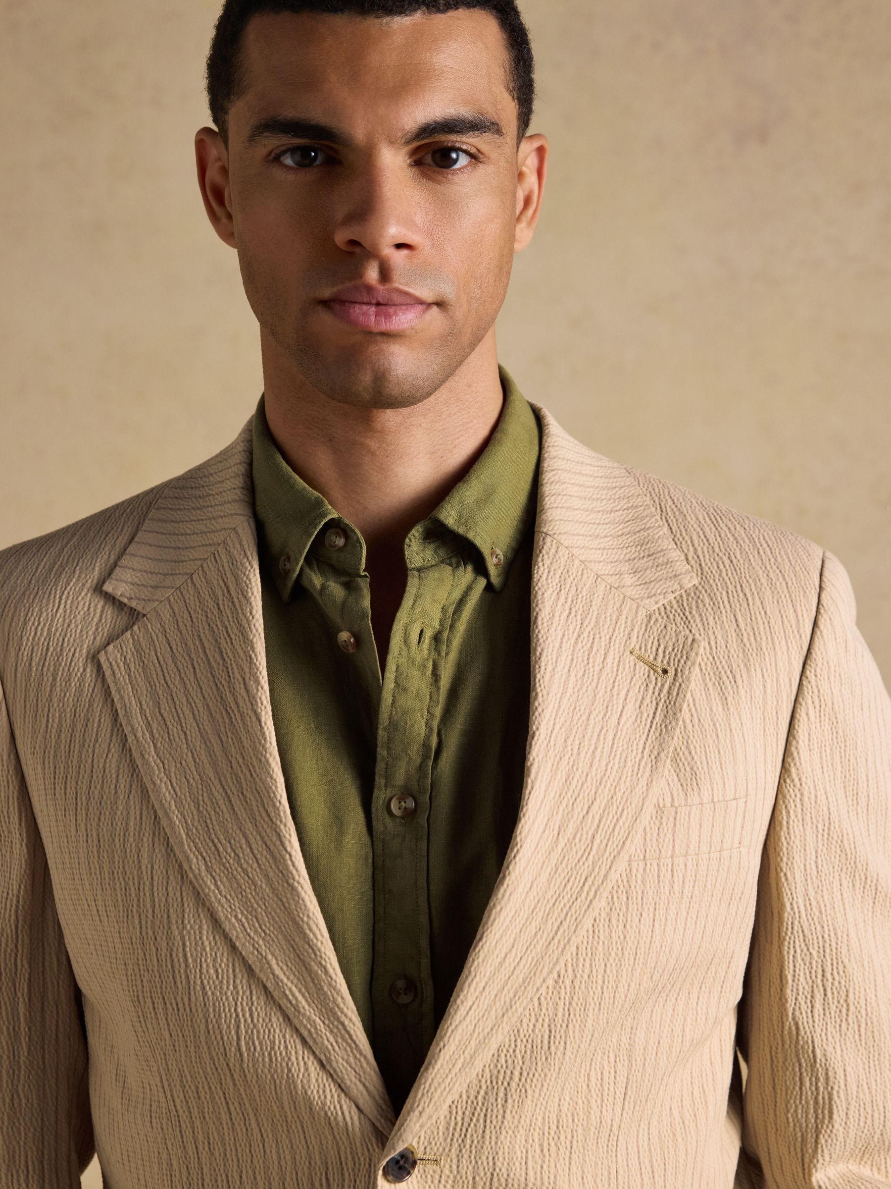 Ecru Stripe Seersucker Suit Jacket - Image 3 of 19