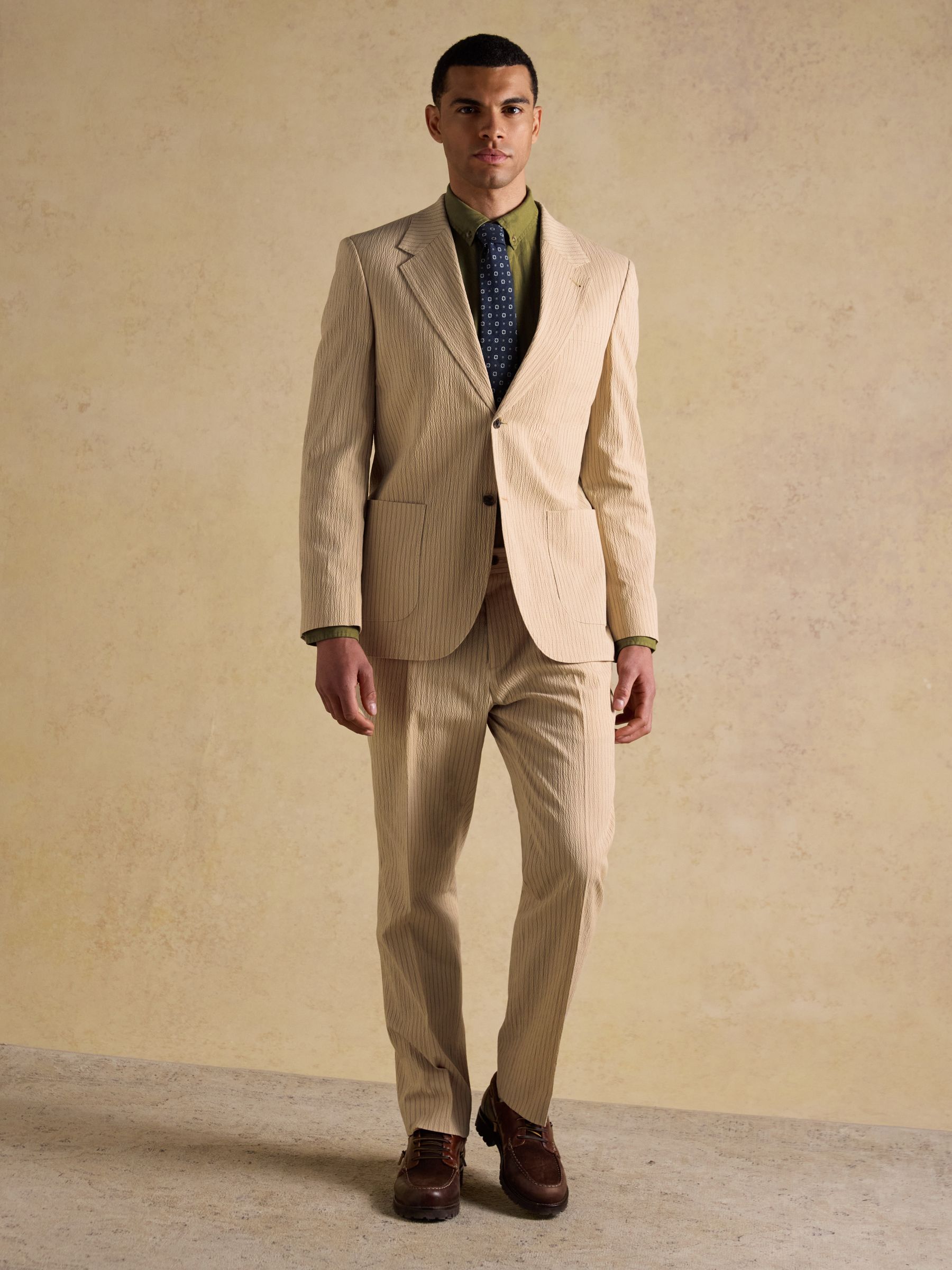 Ecru Stripe Seersucker Suit Jacket - Image 8 of 19