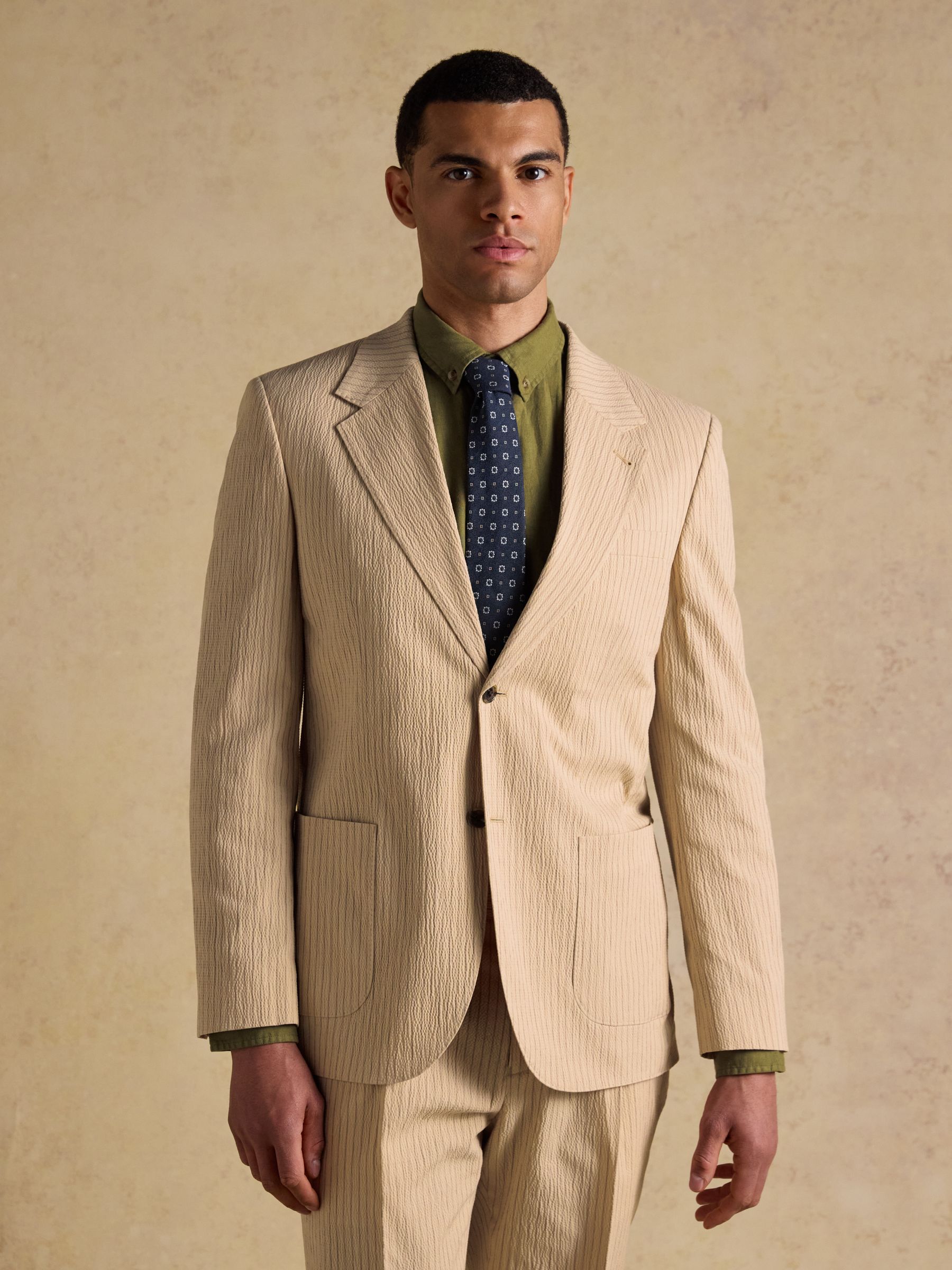 Ecru Stripe Seersucker Suit Jacket - Image 9 of 19